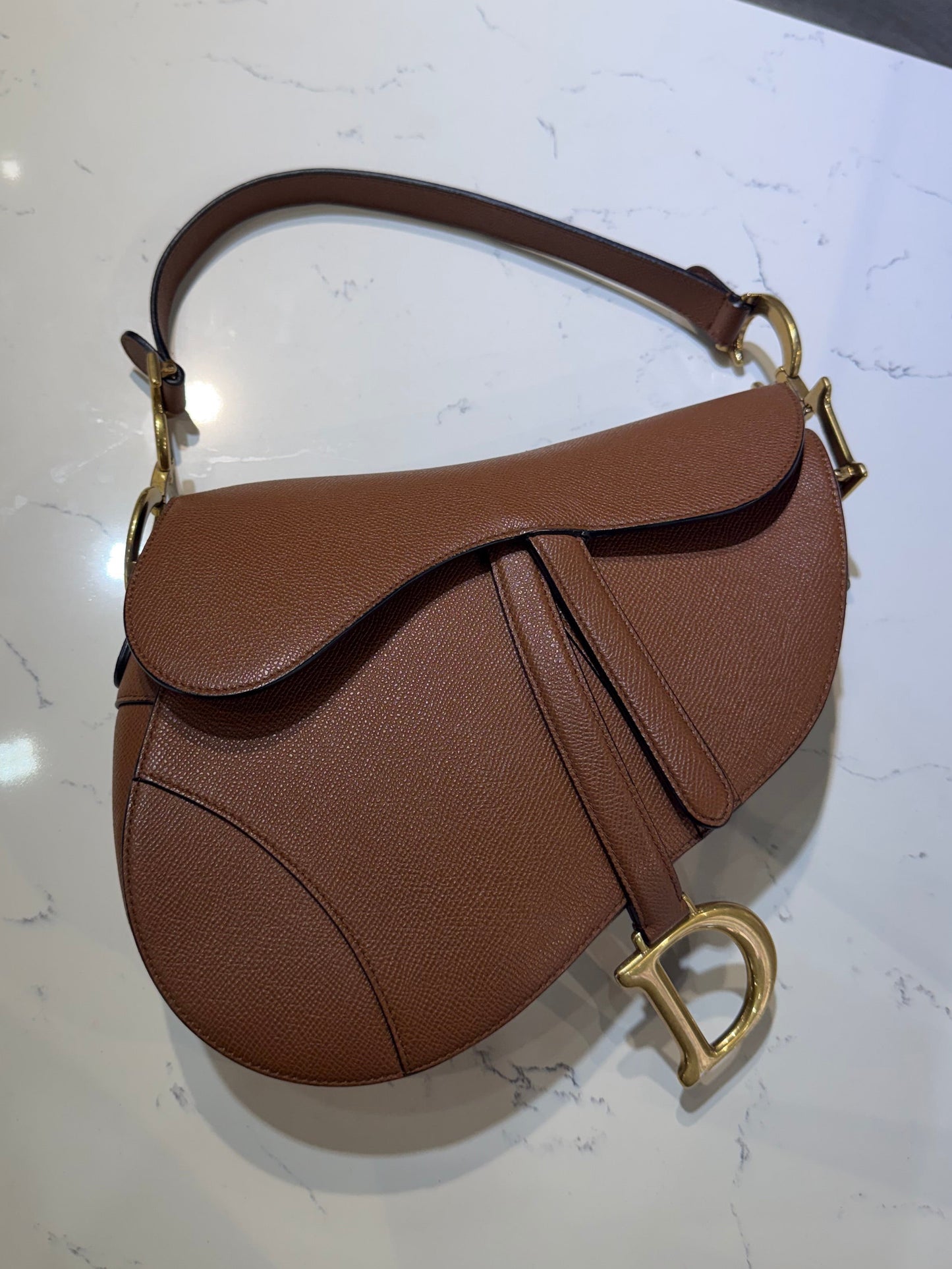 Pre-Owned CD Saddle Bag with Strap Golden Saddle