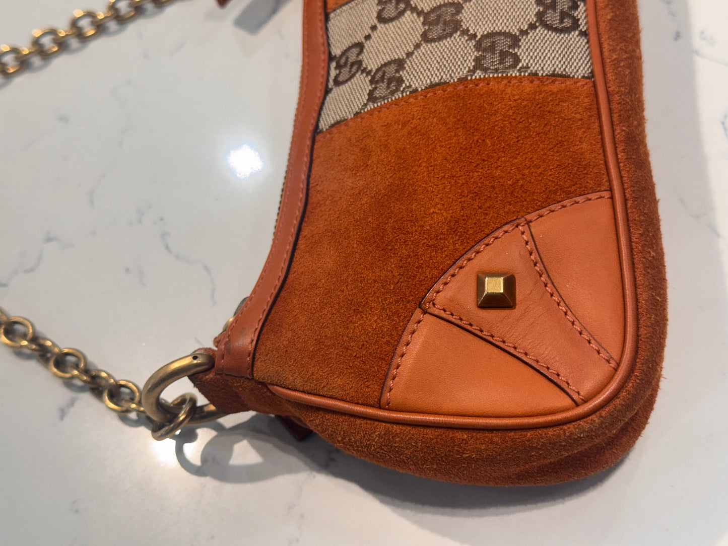 Vintage Gucci Orange Suede Shoulder Bag