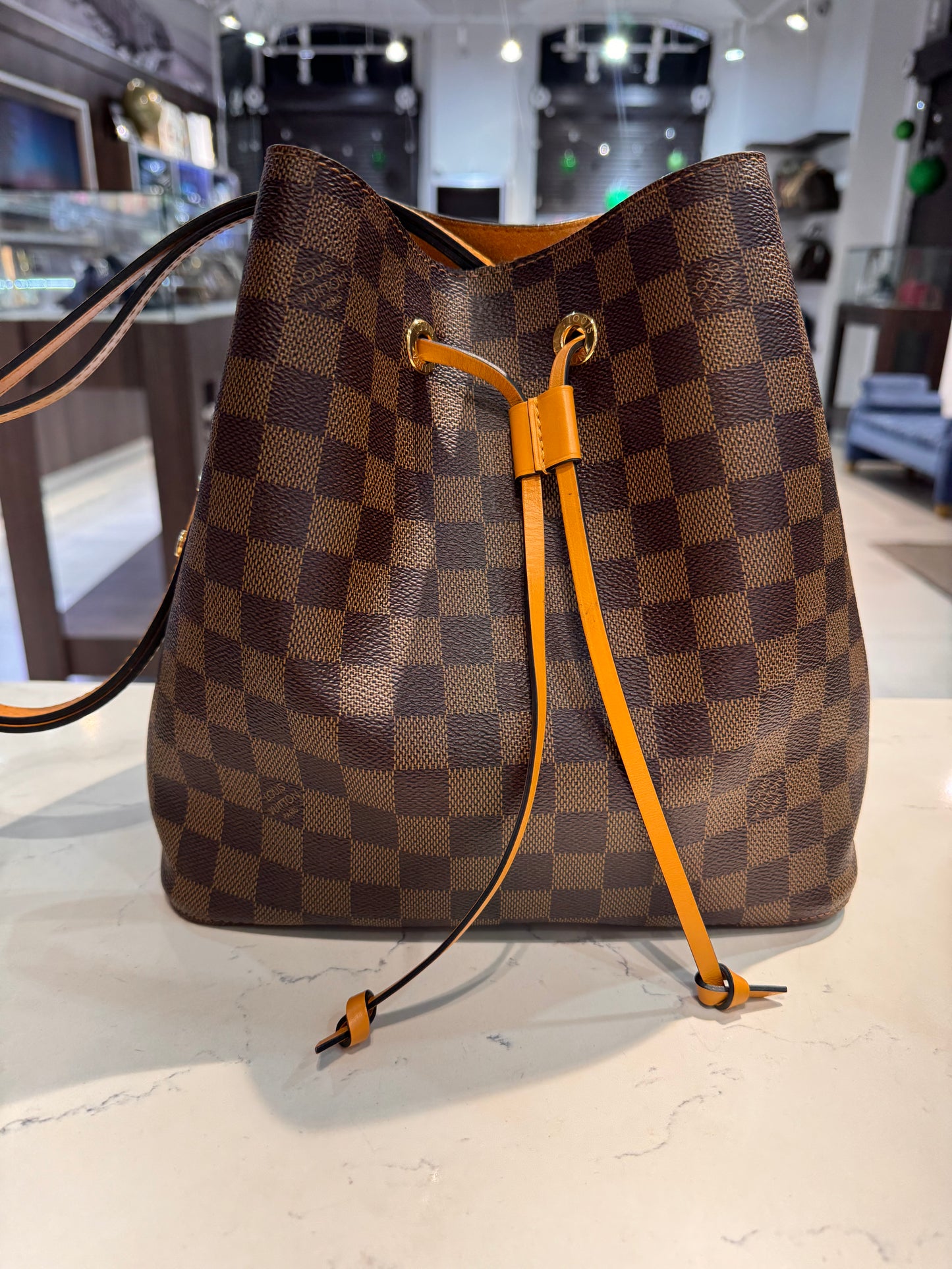 Louis Vuitton Damier Ebene Neonoe MM Safran