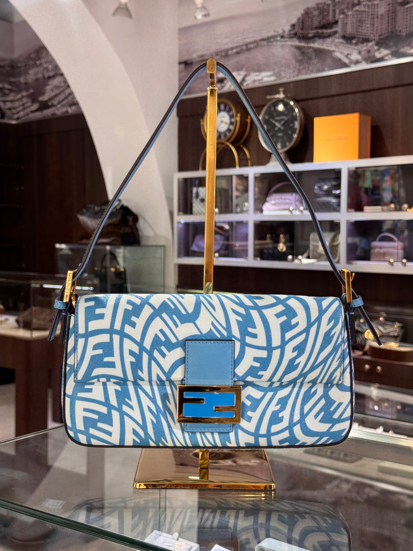 Fendi Baguette Vertigo Zucca 1997 Blue
