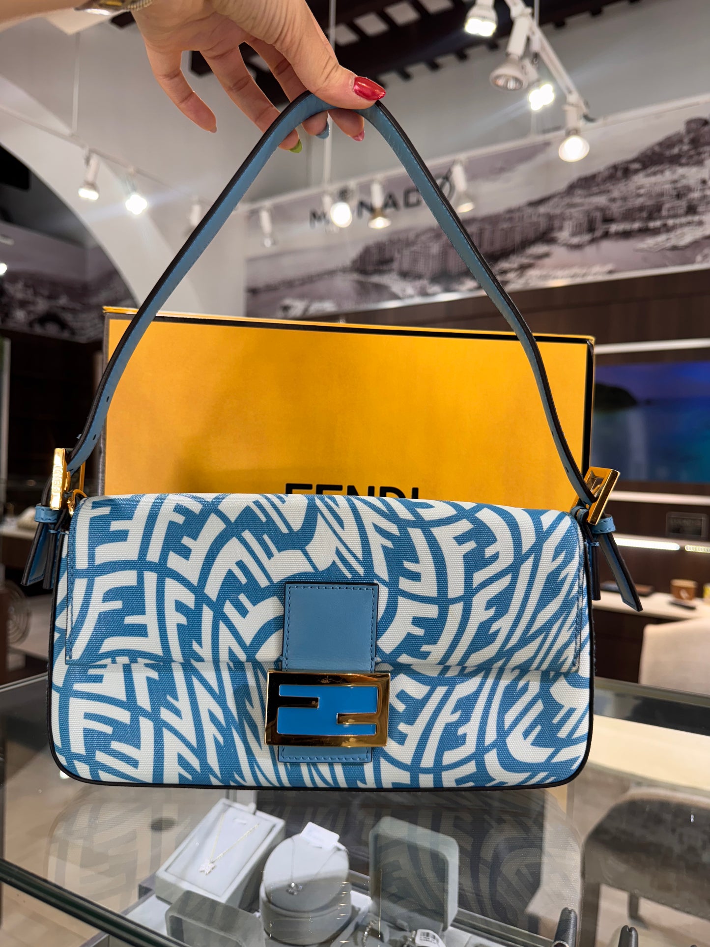 Fendi Baguette Vertigo Zucca 1997 Blue