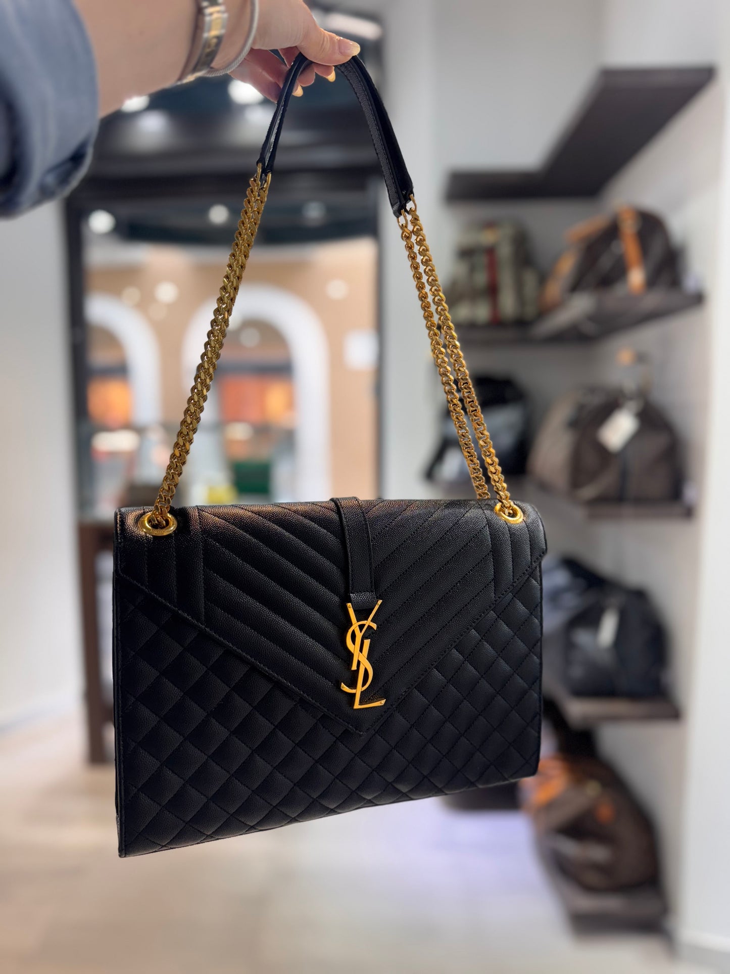 Pre-Owned Saint Laurent Large Envelope Black GHW