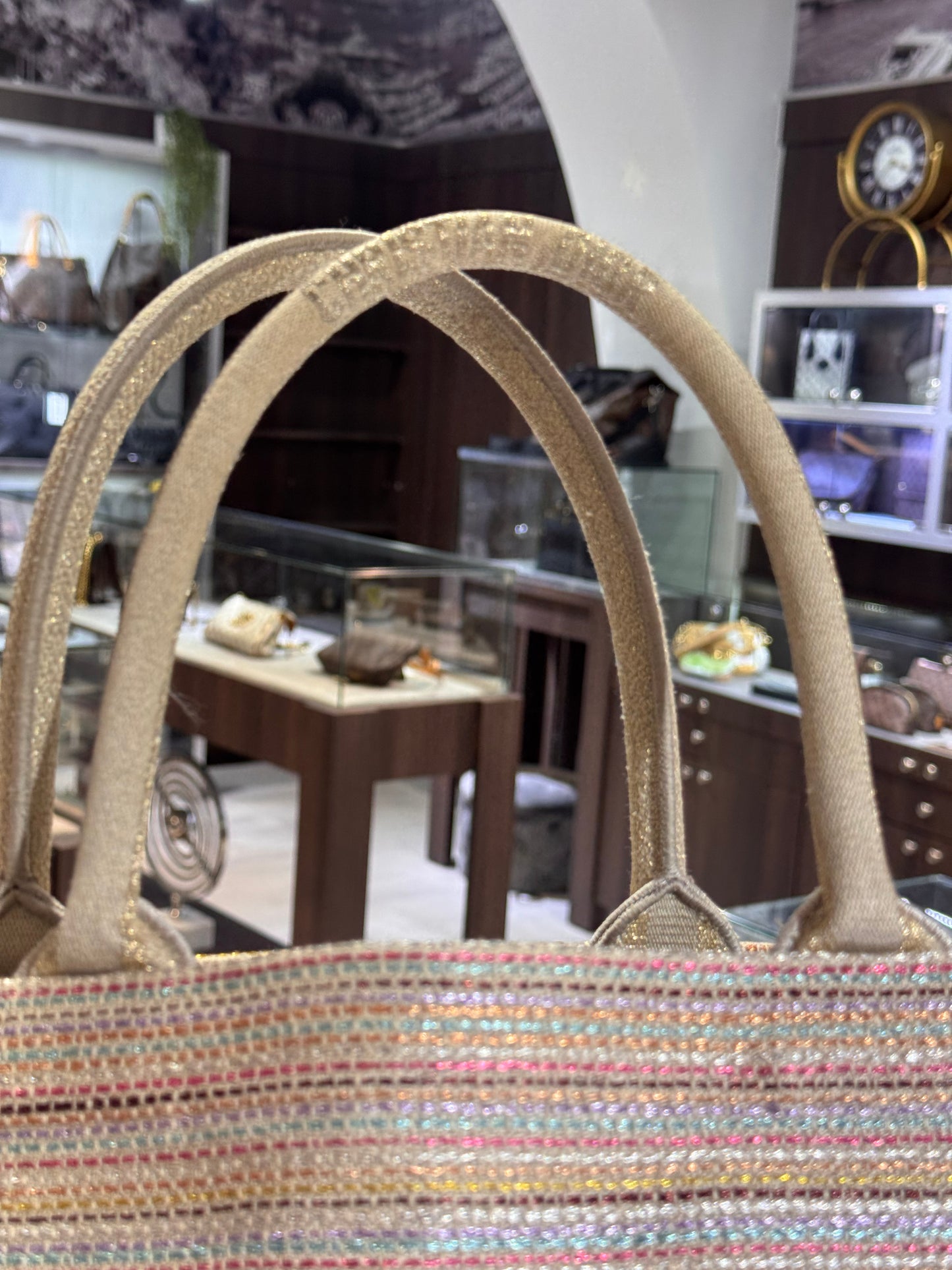 Christian Dior Medium Multicolor Stripes Book Tote