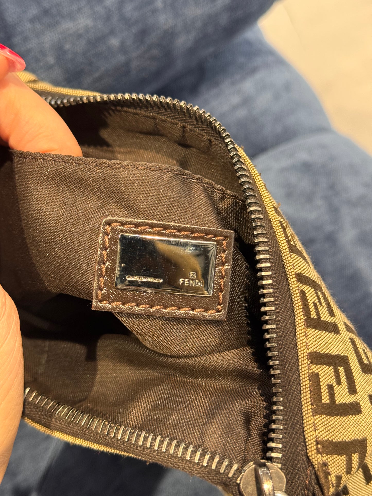 Vintage Fendi Zucchino Canvas Crossbody Bag