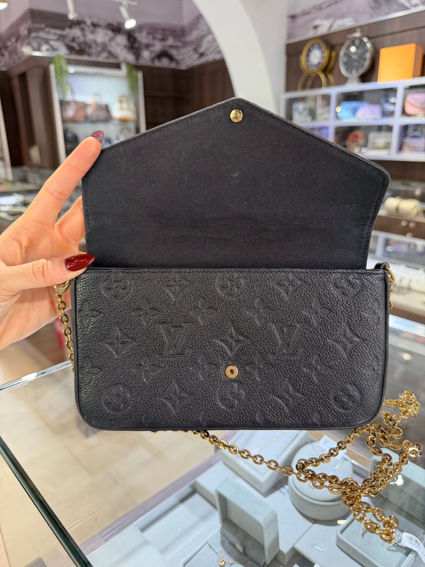 Louis Vuitton Black Empreinte Felicie + Bandoulière Strap