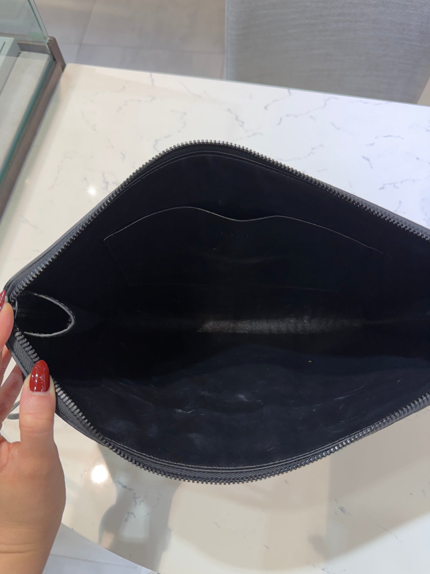 Balenciaga Crocodile Embossed Clutch | Black