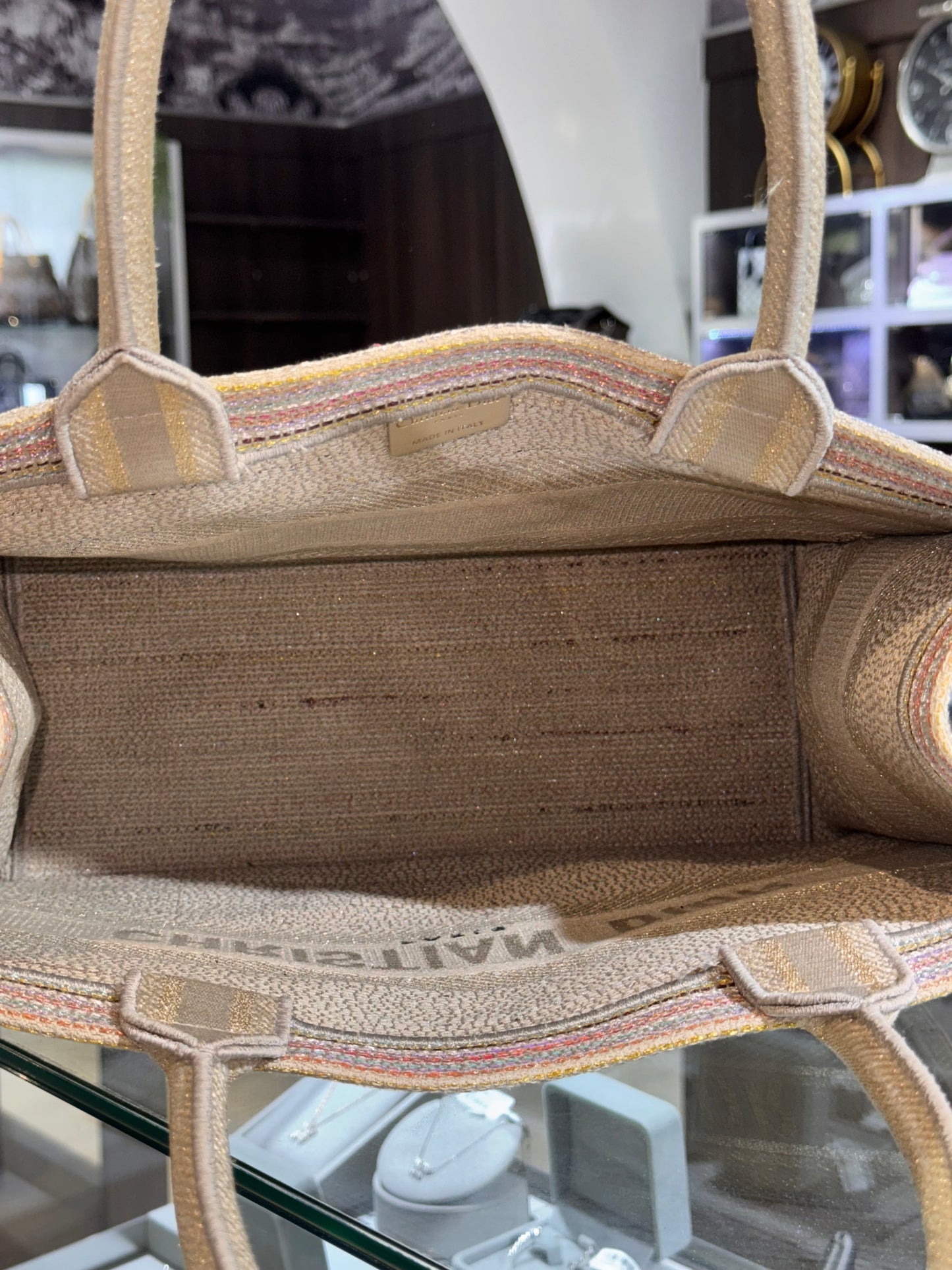 Christian Dior Medium Multicolor Stripes Book Tote