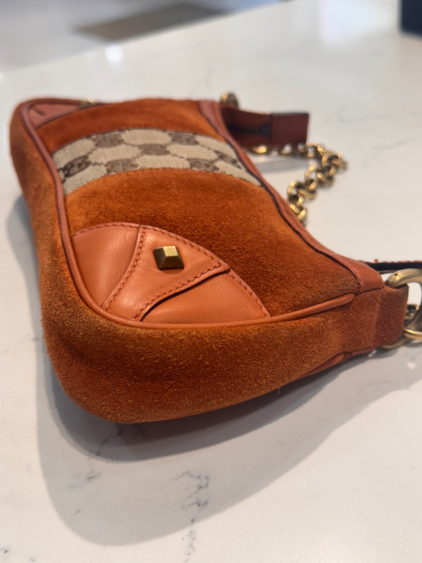 Vintage Gucci Orange Suede Shoulder Bag