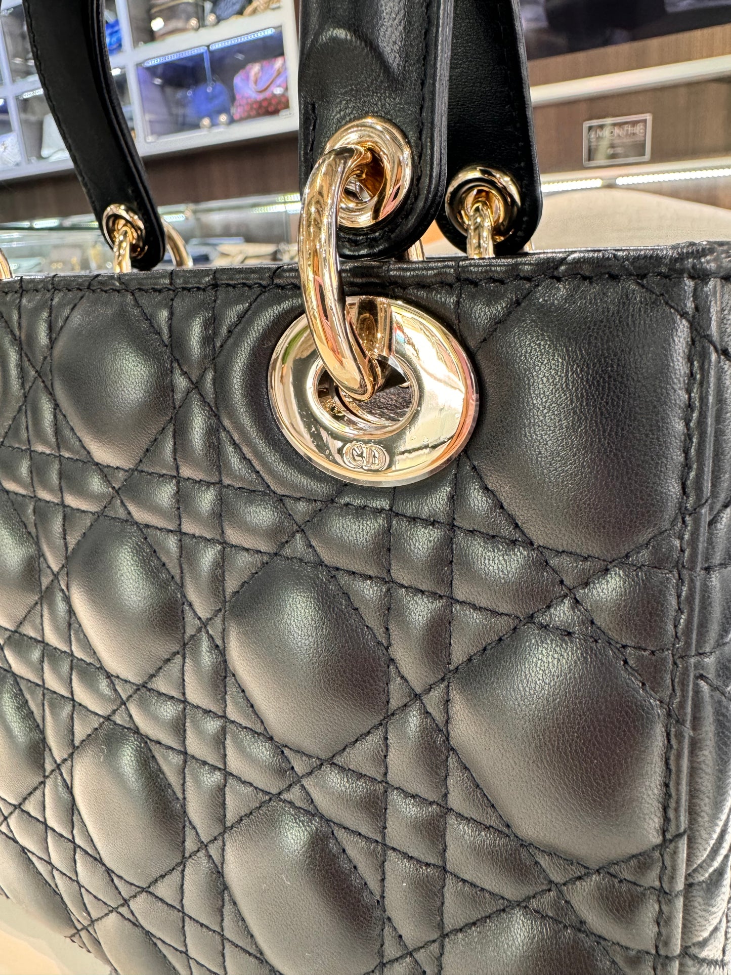 Christian Dior Small Lady Black Cannage Lambskin