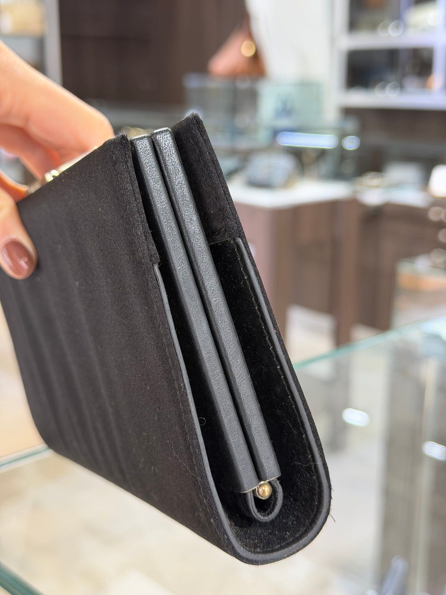 Pre-Owned Salvatore Ferragamo Black Satin Clutch