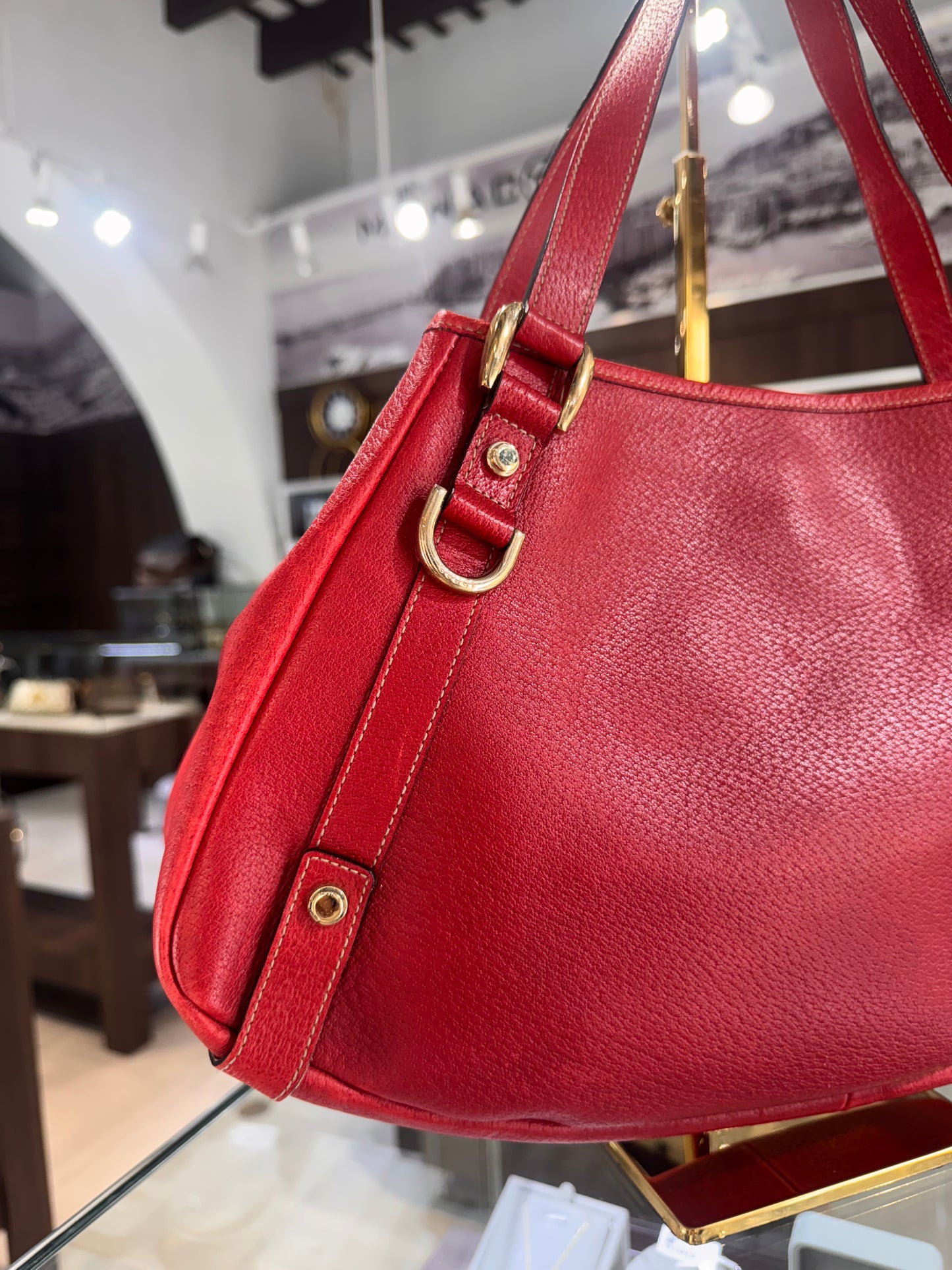 Gucci Medium Red Leather Abbey Tote Bag