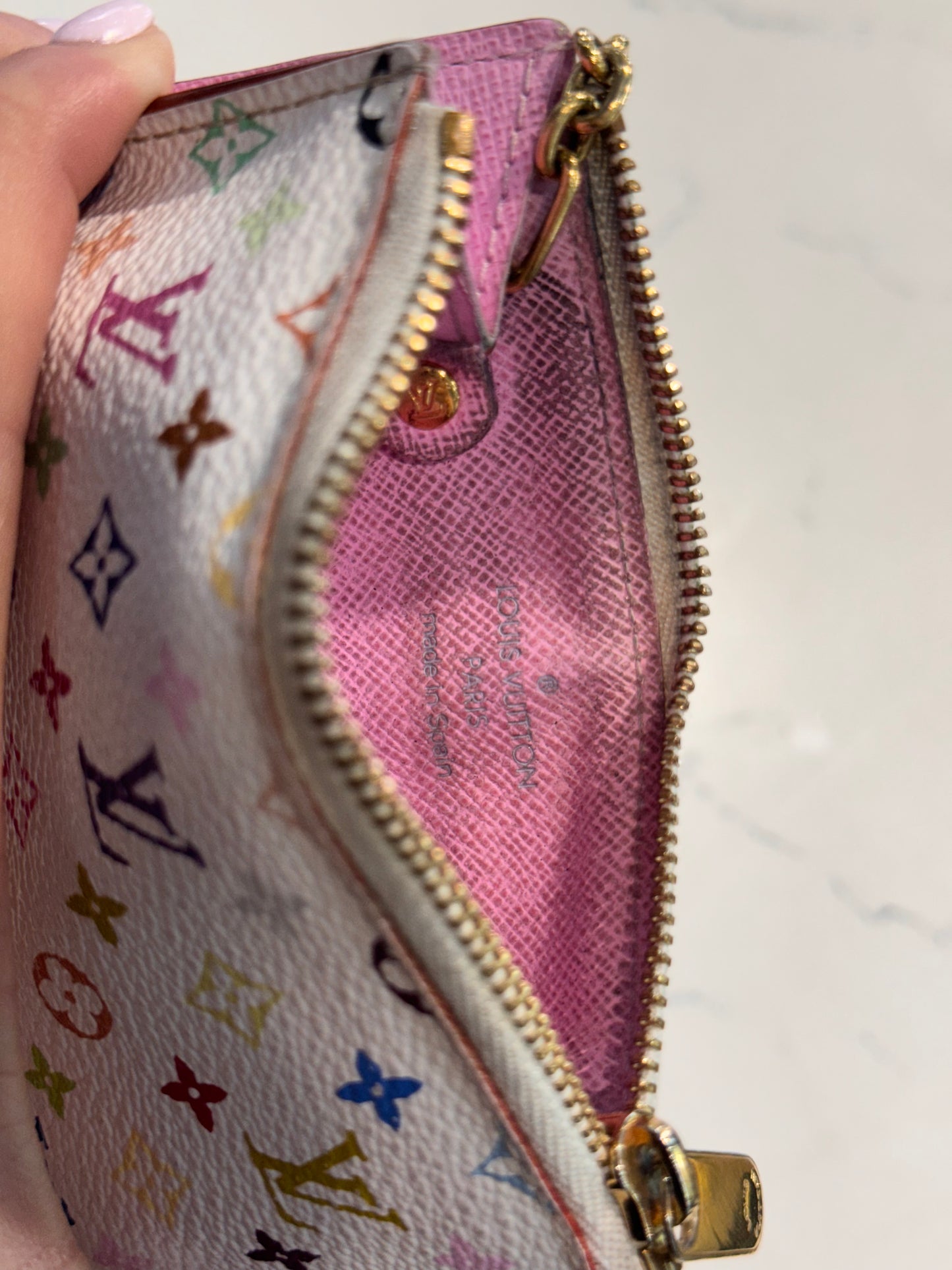 Louis Vuitton White Multicolore Pochette Cles