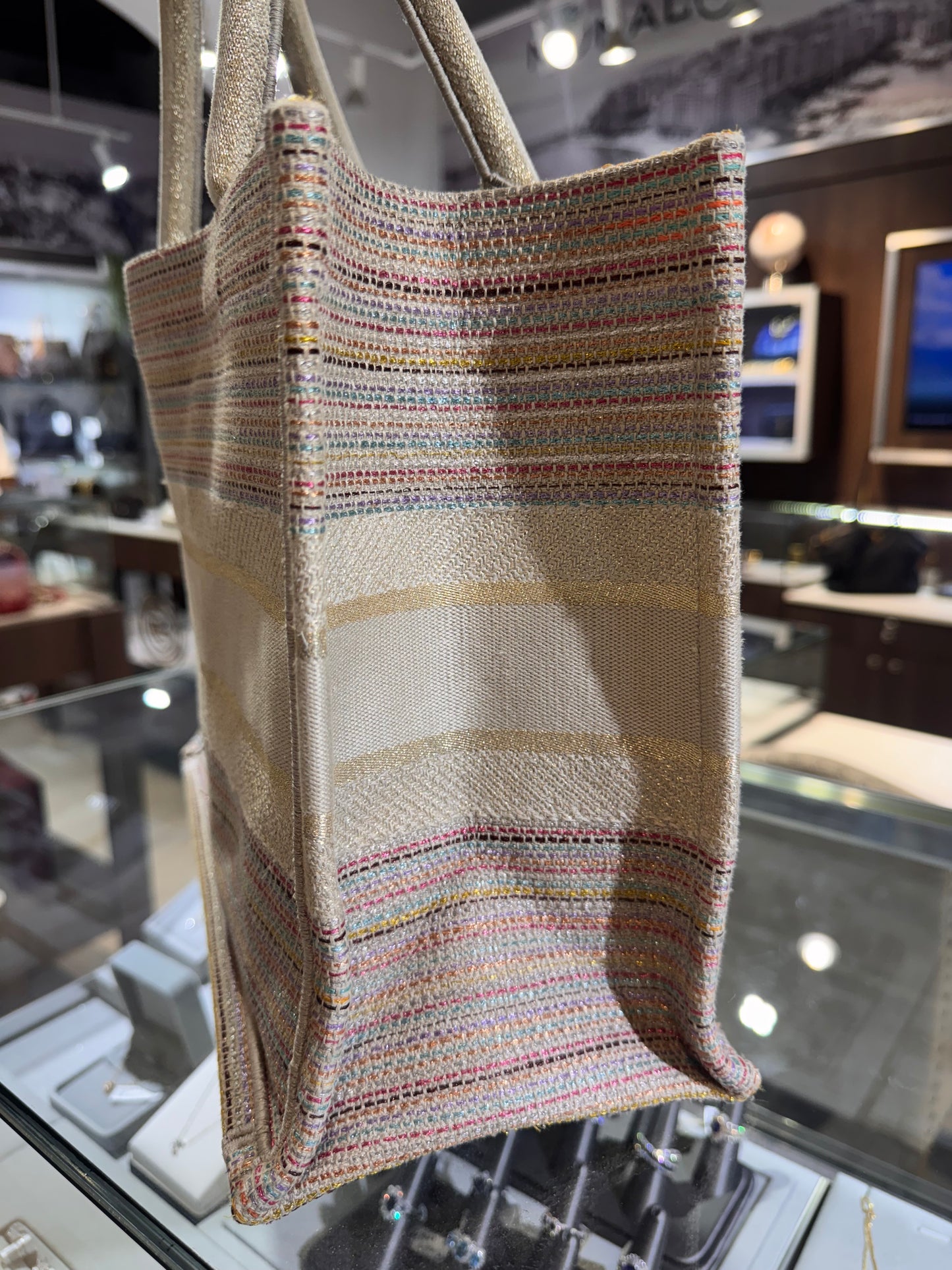 Christian Dior Medium Multicolor Stripes Book Tote