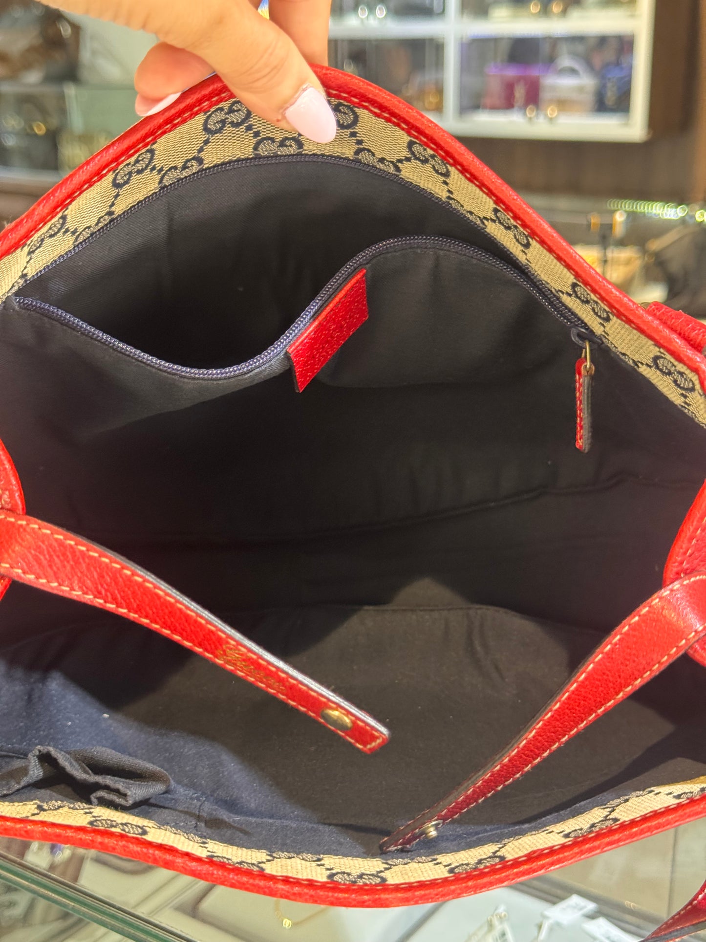 Gucci Medium Red Leather Abbey Tote Bag