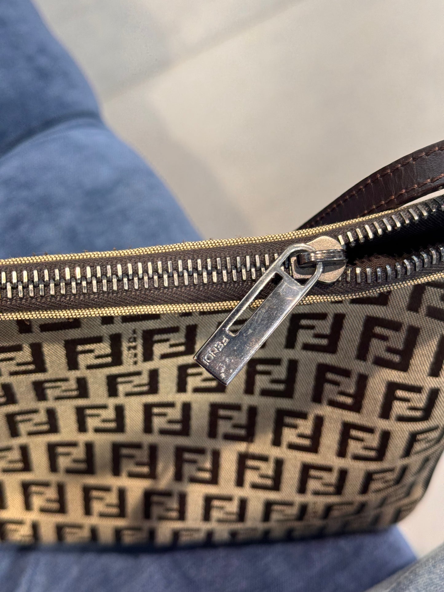 Vintage Fendi Zucchino Canvas Crossbody Bag