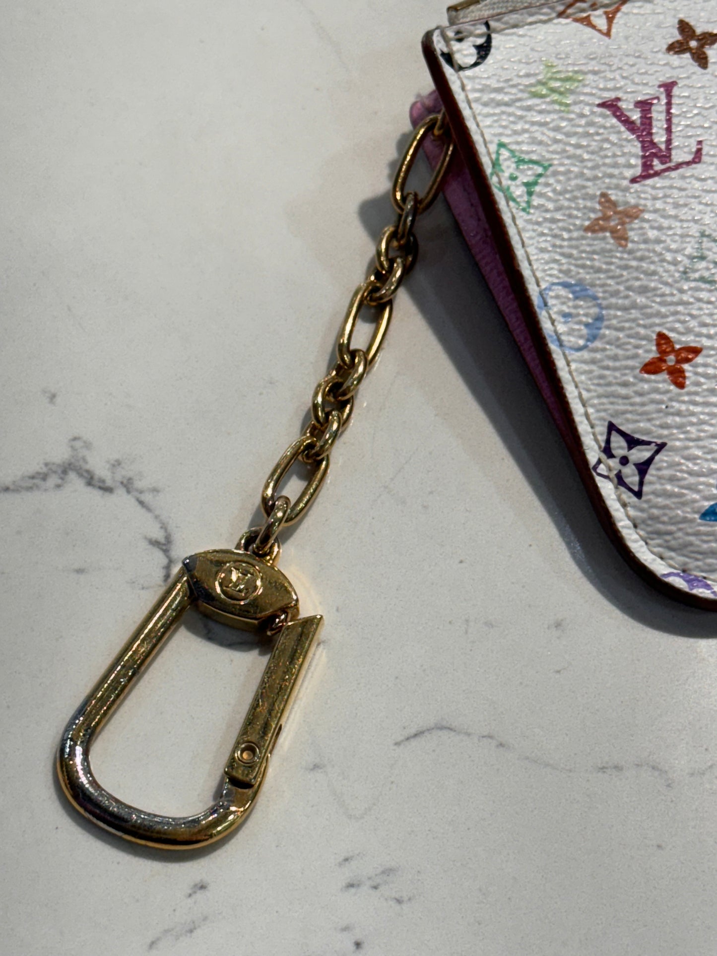 Louis Vuitton White Multicolore Pochette Cles