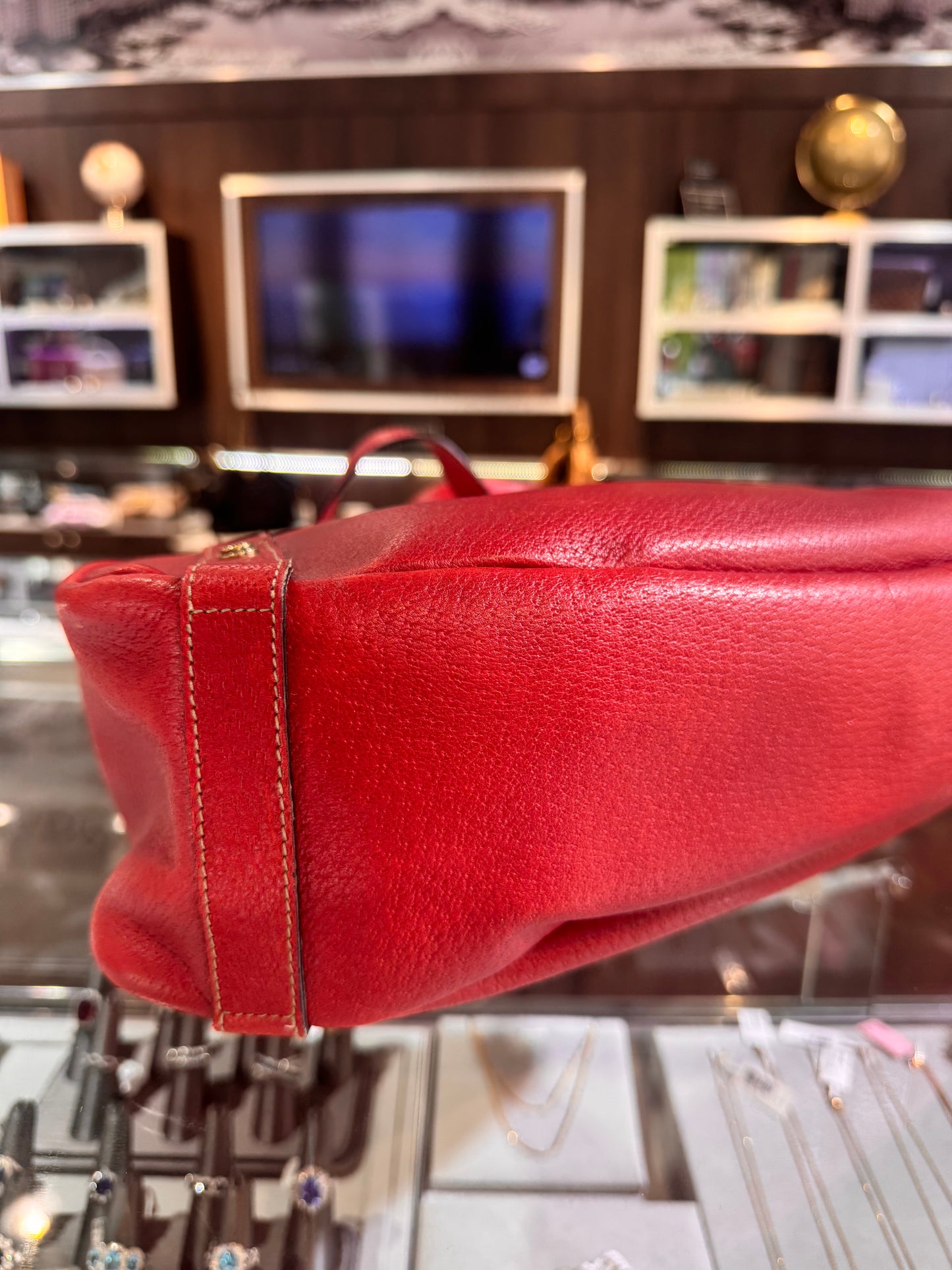 Gucci Medium Red Leather Abbey Tote Bag