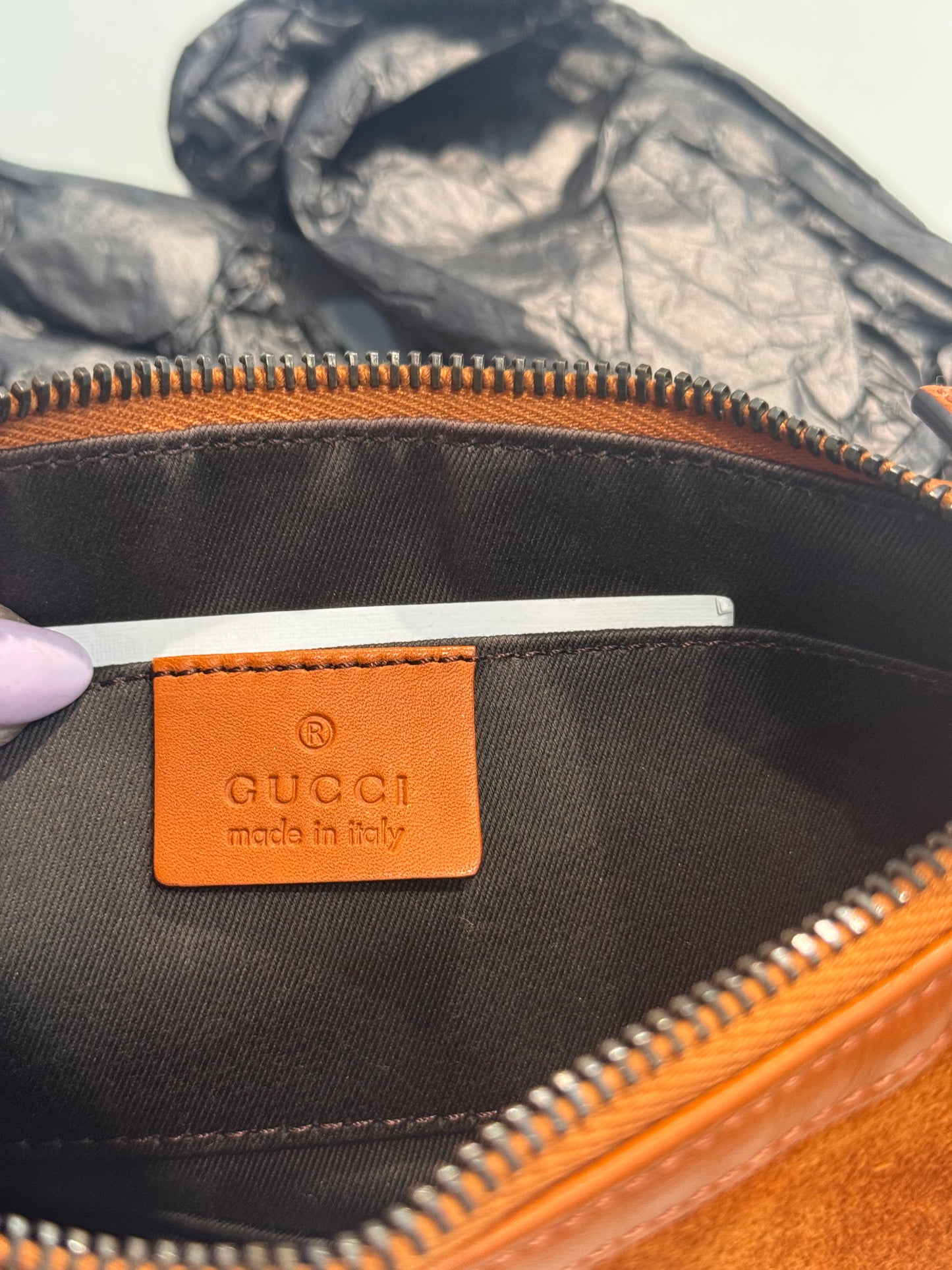 Vintage Gucci Orange Suede Shoulder Bag