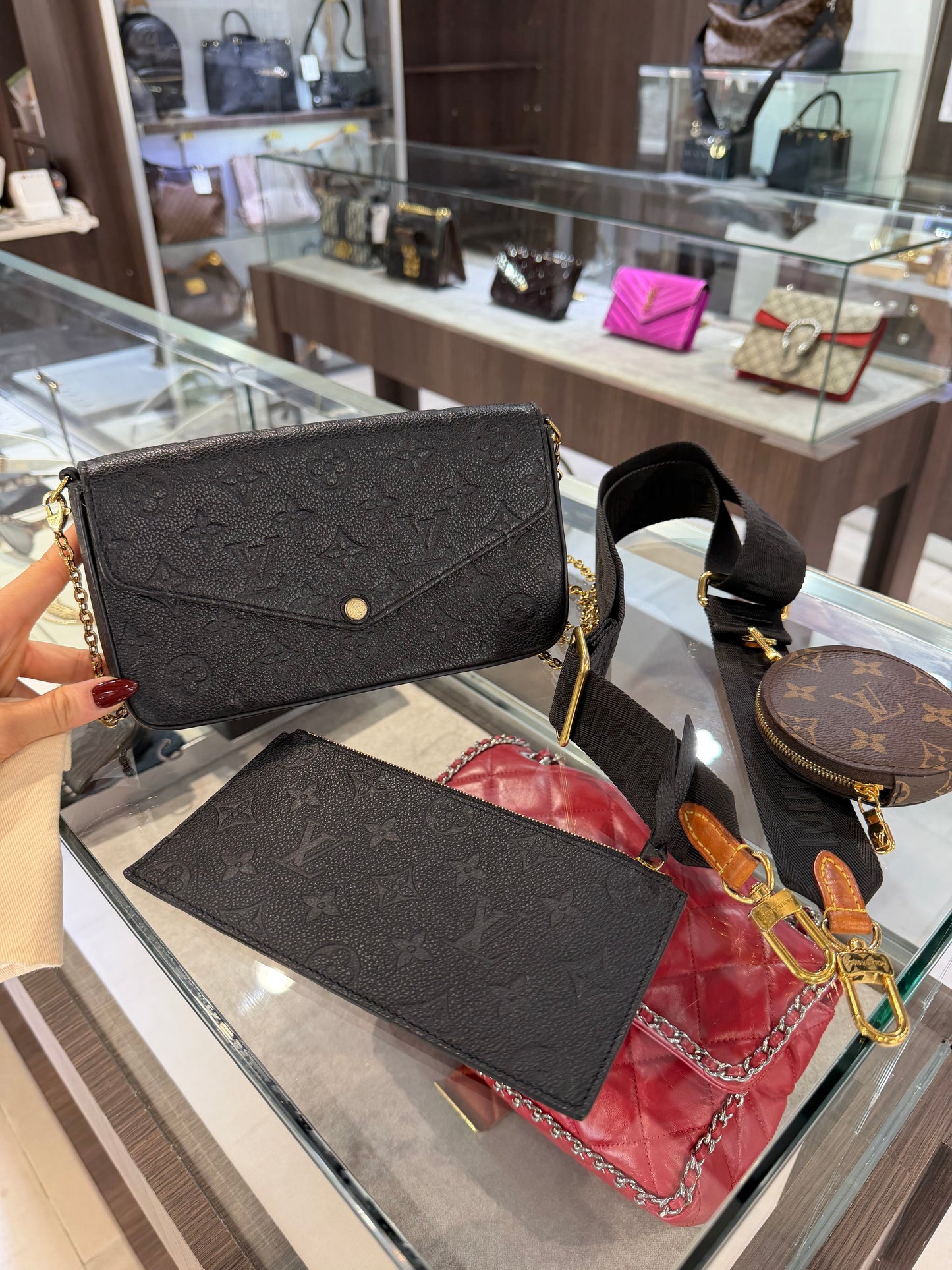 Louis Vuitton Black Empreinte Felicie + Bandoulière Strap