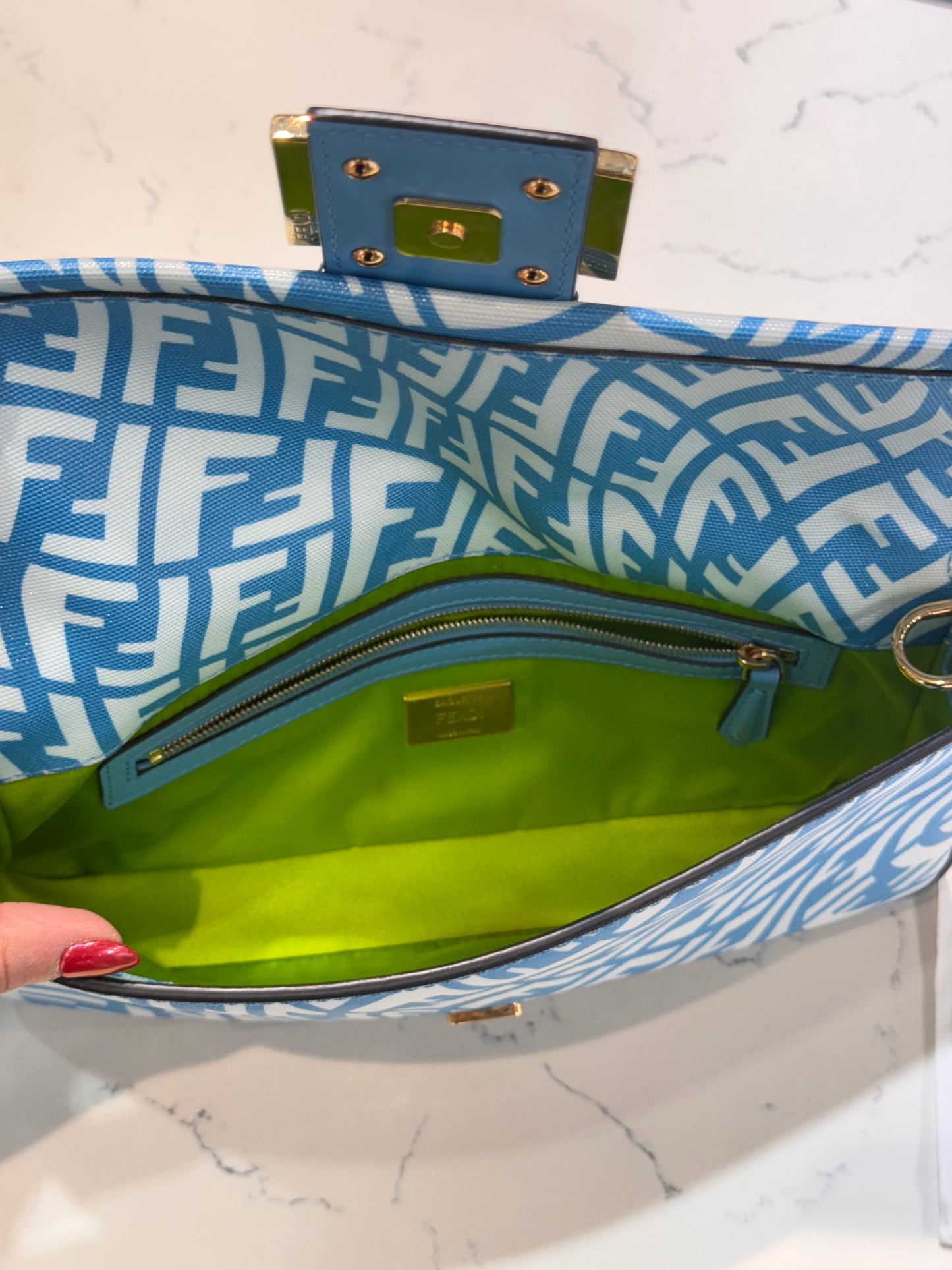 Fendi Baguette Vertigo Zucca 1997 Blue