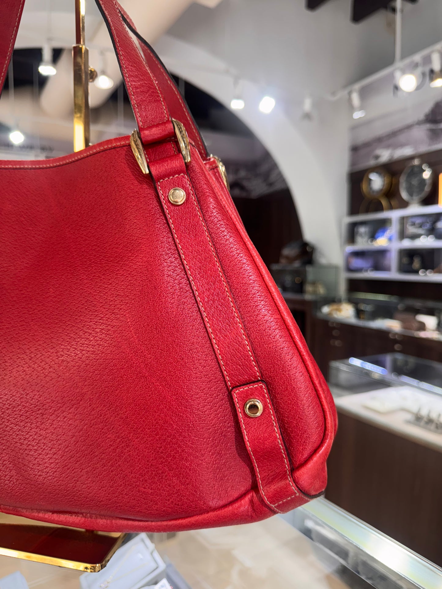 Gucci Medium Red Leather Abbey Tote Bag