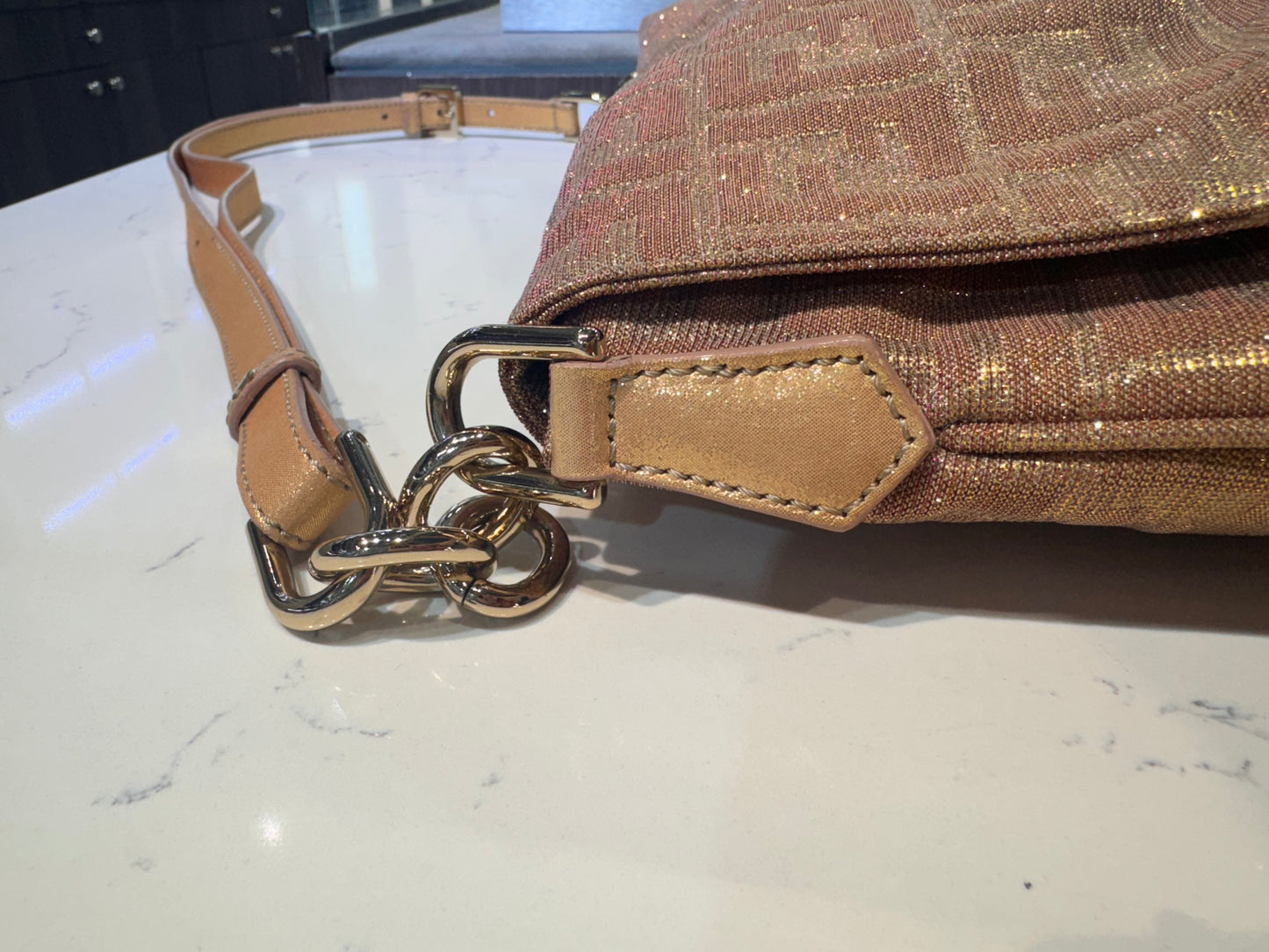 Fendi Metallic Lurex Zucca Large Mia Flap