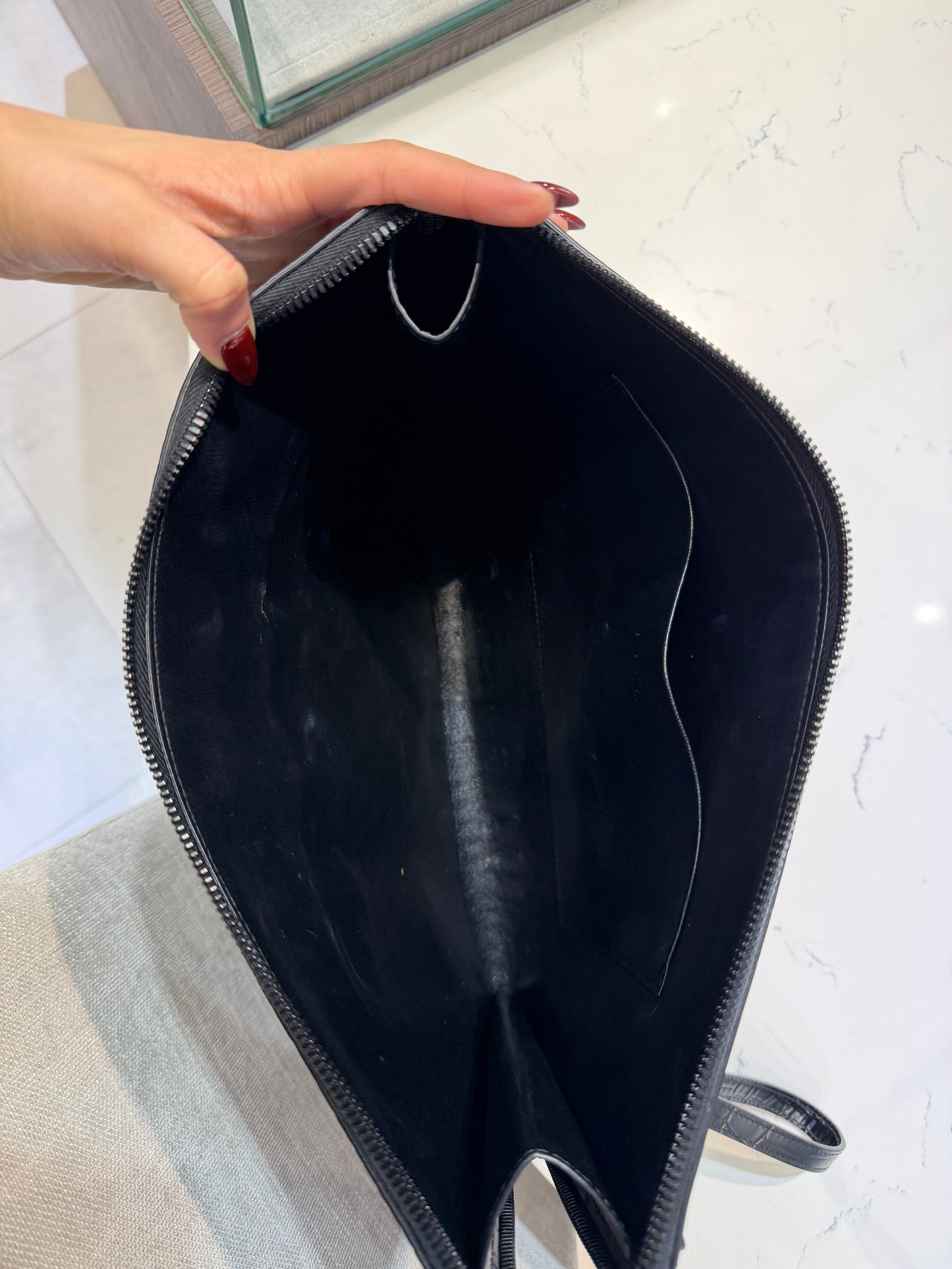Balenciaga Crocodile Embossed Clutch | Black