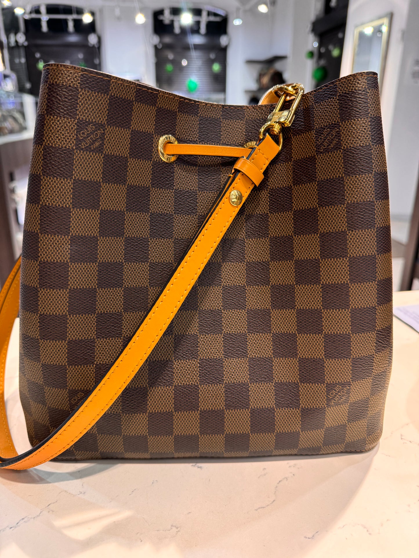 Louis Vuitton Damier Ebene Neonoe MM Safran