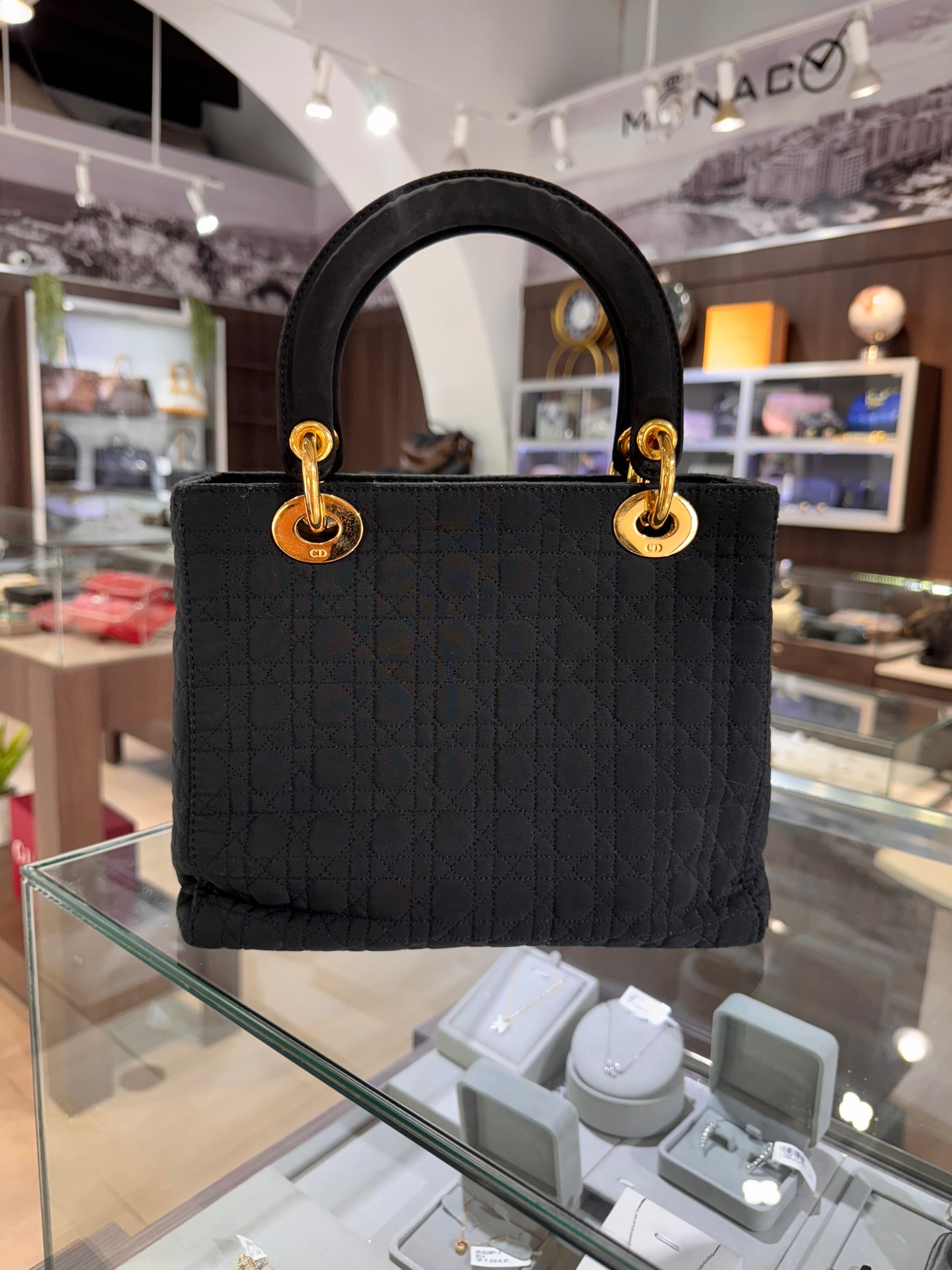 Christian Dior Medium Black Nylon Lady Dior