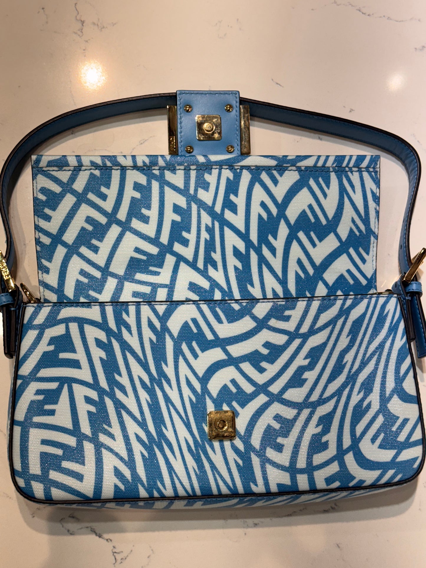 Fendi Baguette Vertigo Zucca 1997 Blue