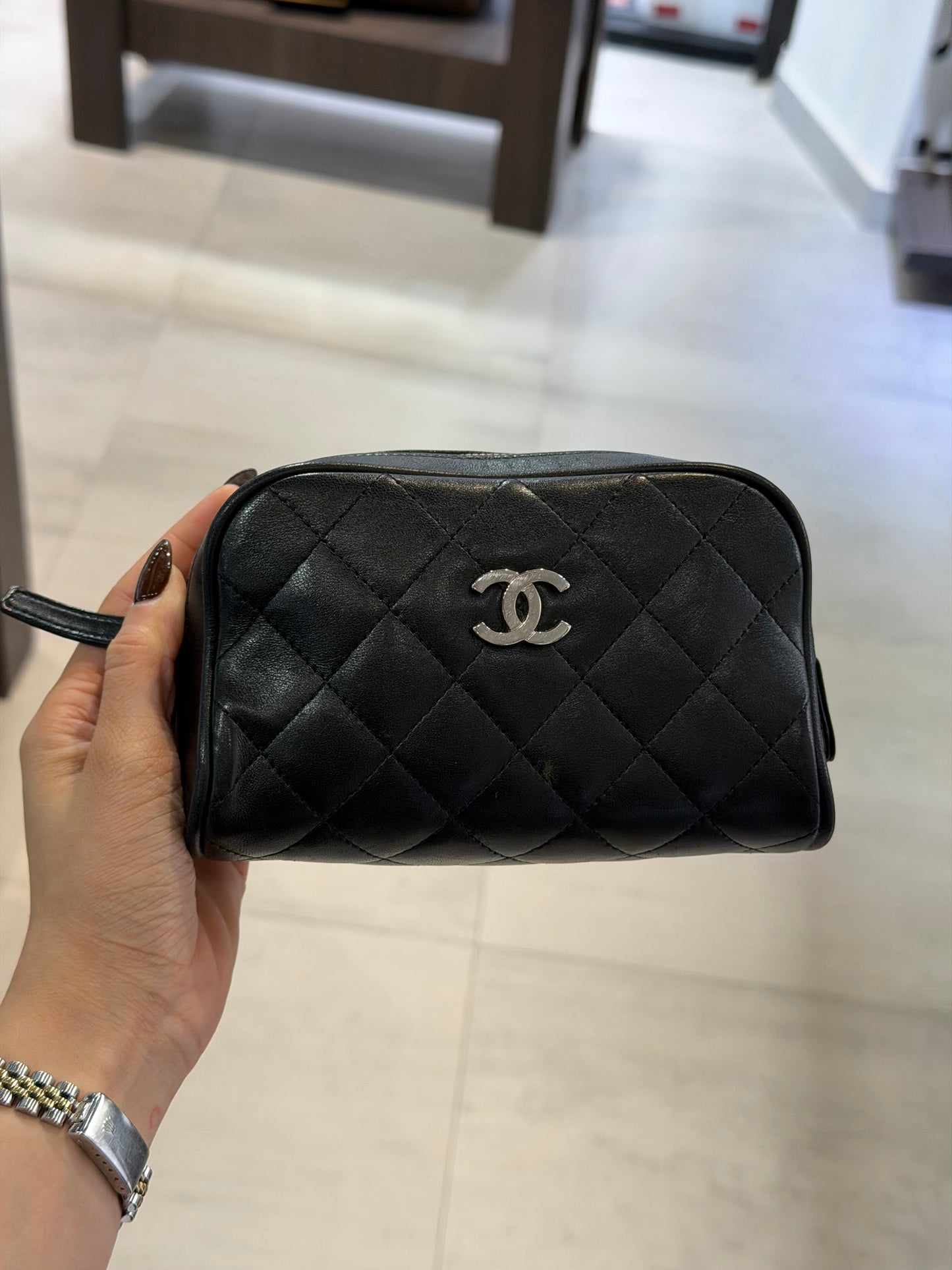 Chanel Black Lambskin Pouch
