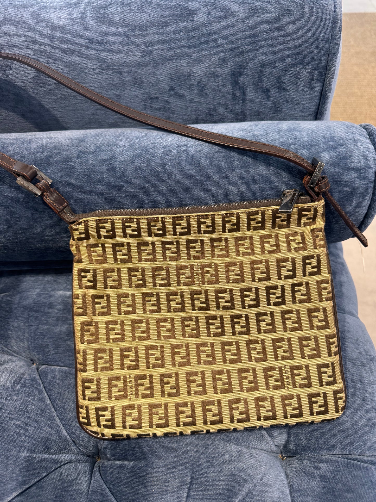 Vintage Fendi Zucchino Canvas Crossbody Bag