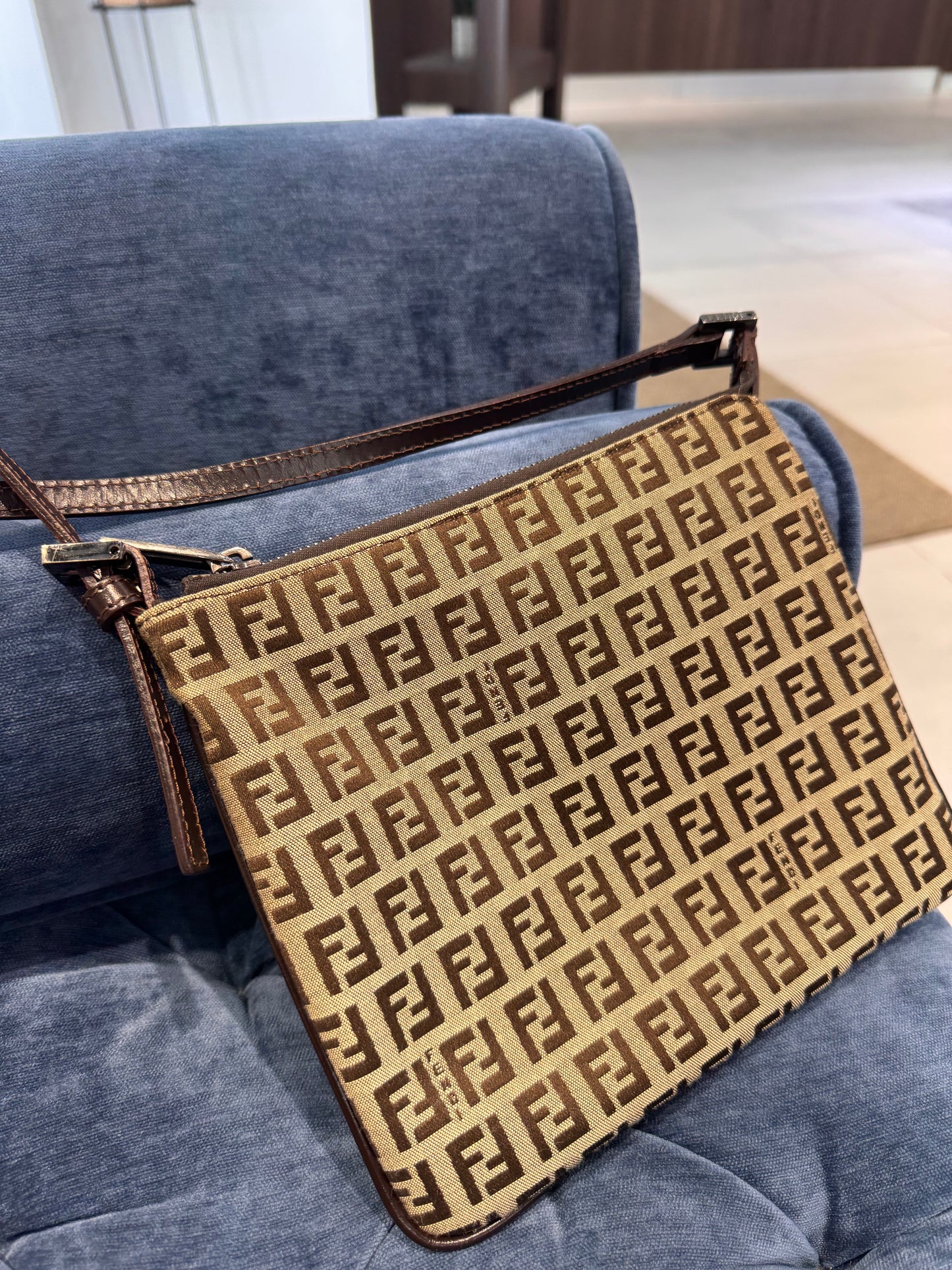 Vintage Fendi Zucchino Canvas Crossbody Bag