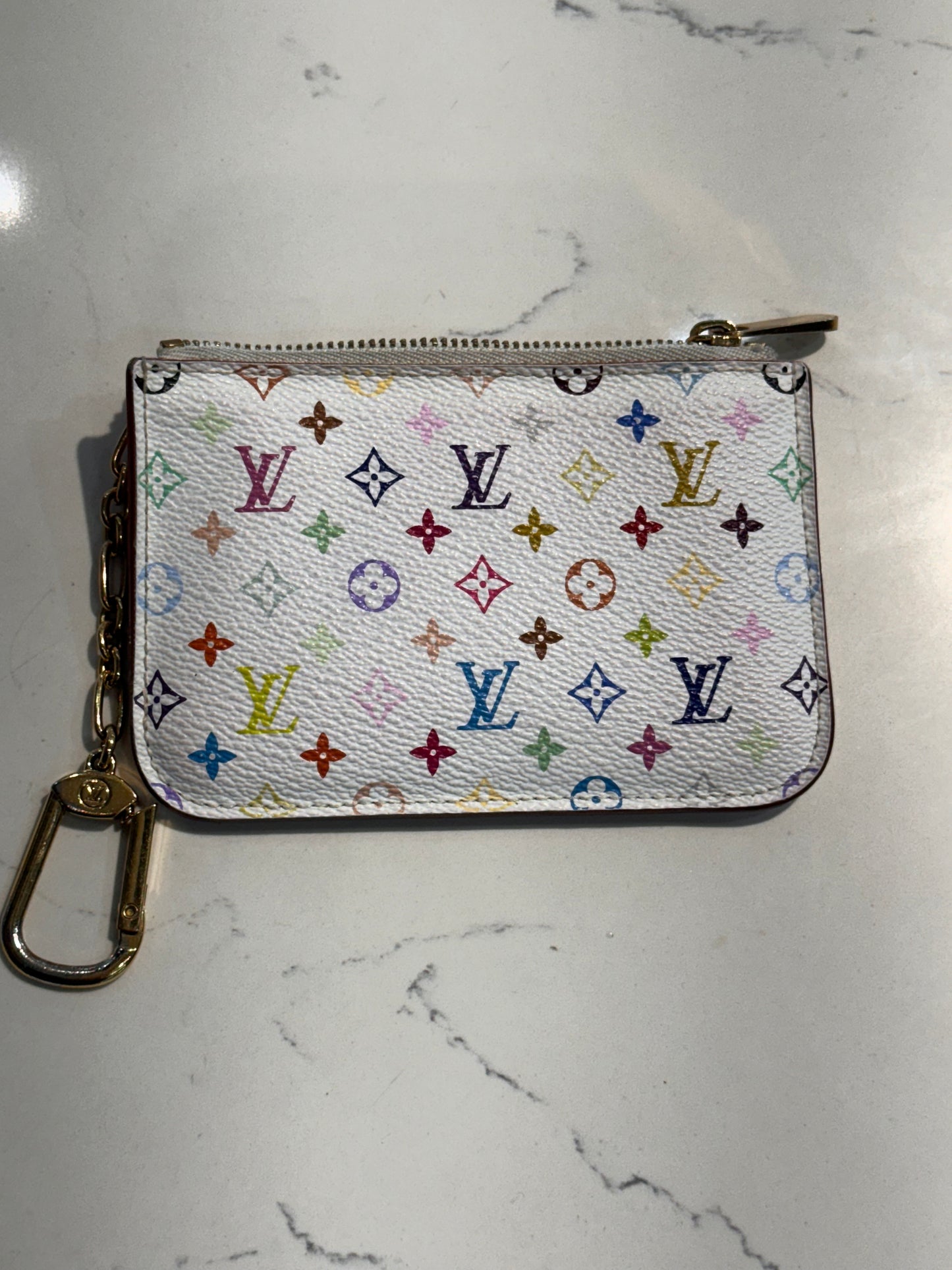 Louis Vuitton White Multicolore Pochette Cles