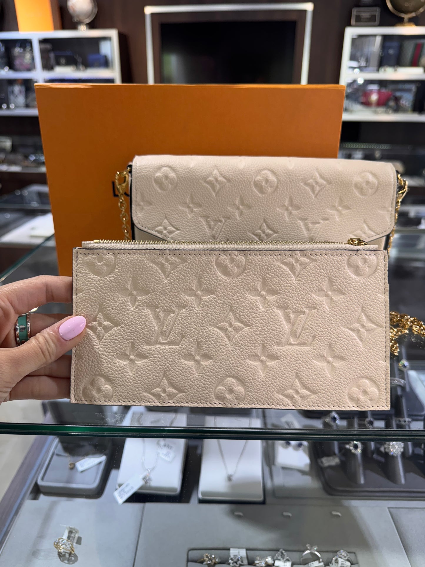 Louis Vuitton Empreinte Felicie Pochette Beige