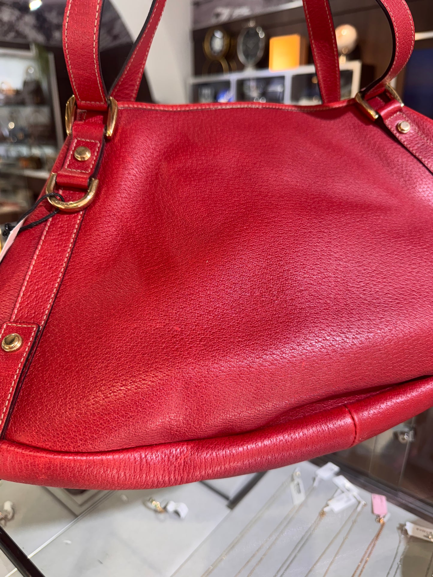 Gucci Medium Red Leather Abbey Tote Bag