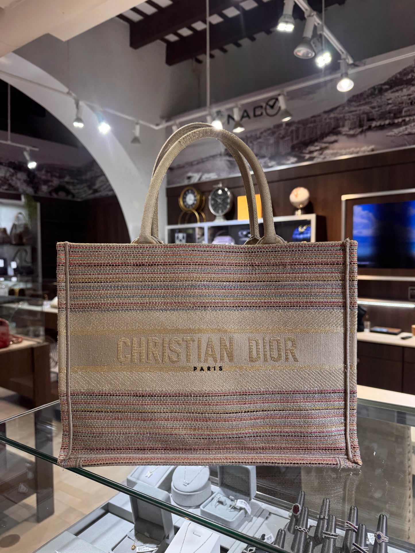 Christian Dior Medium Multicolor Stripes Book Tote
