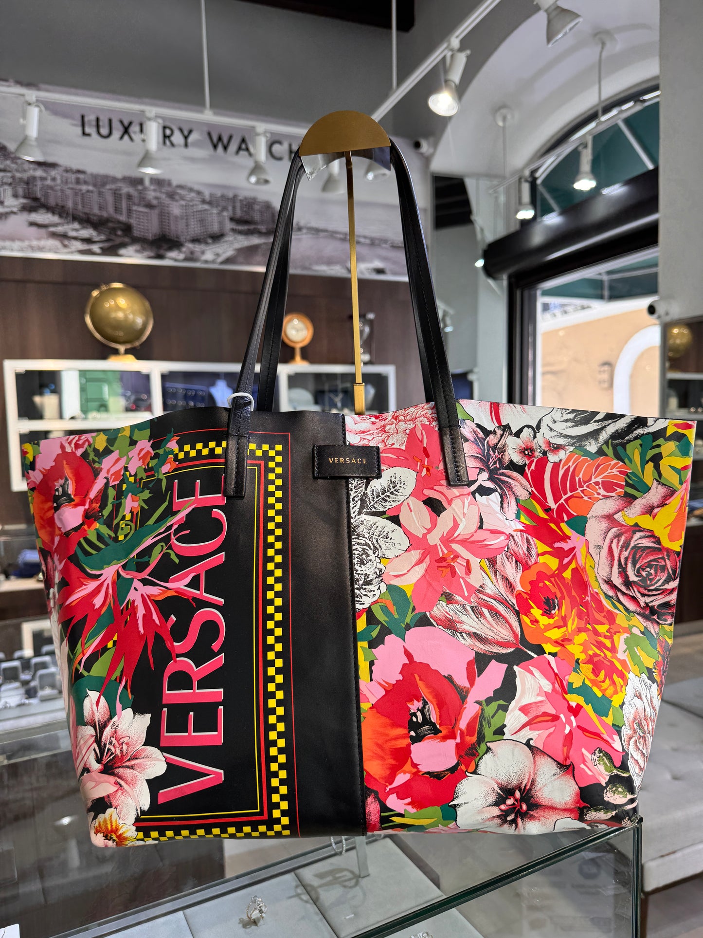 VERSACE FLORAL TOTE BAG