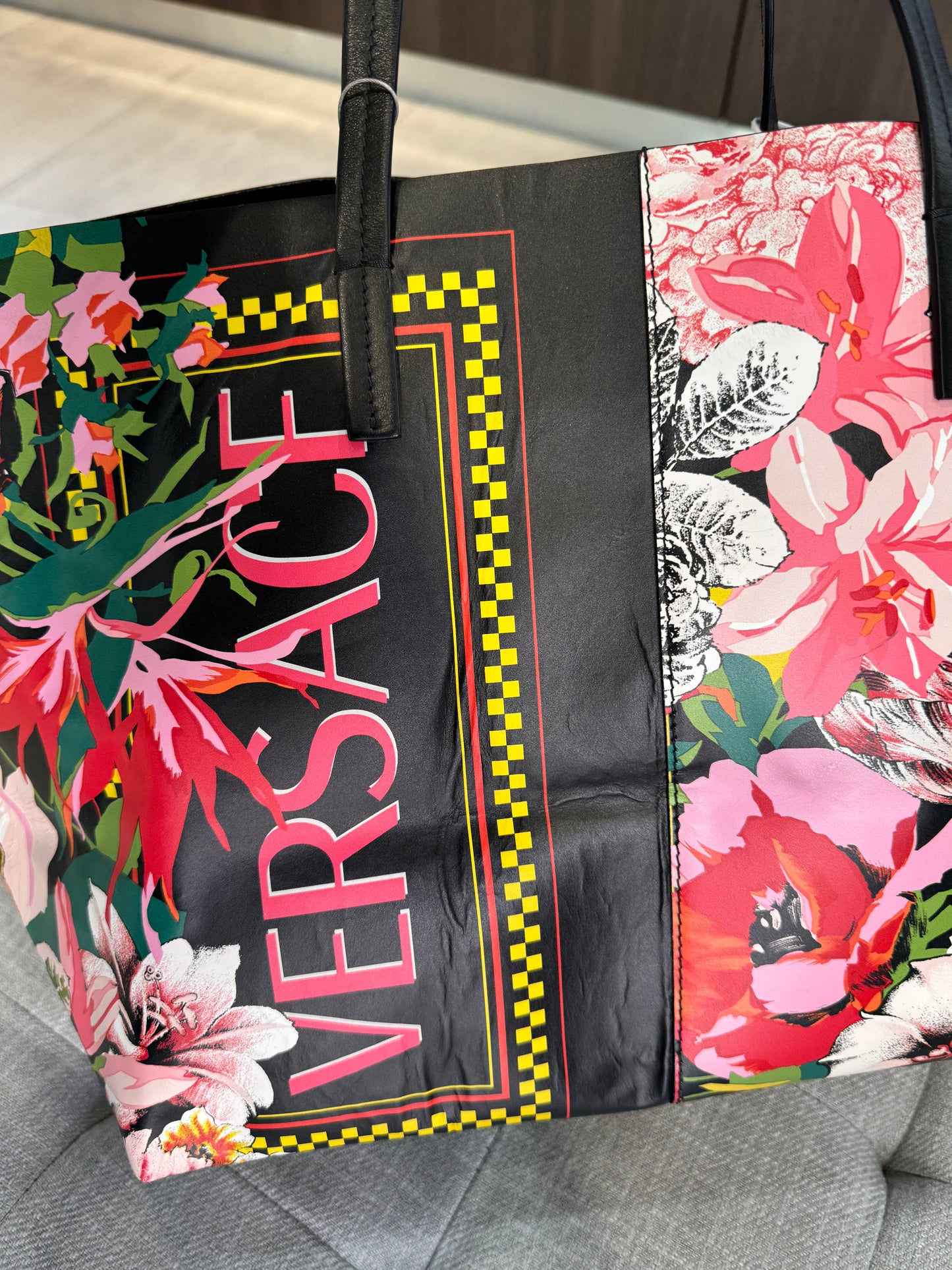 VERSACE FLORAL TOTE BAG