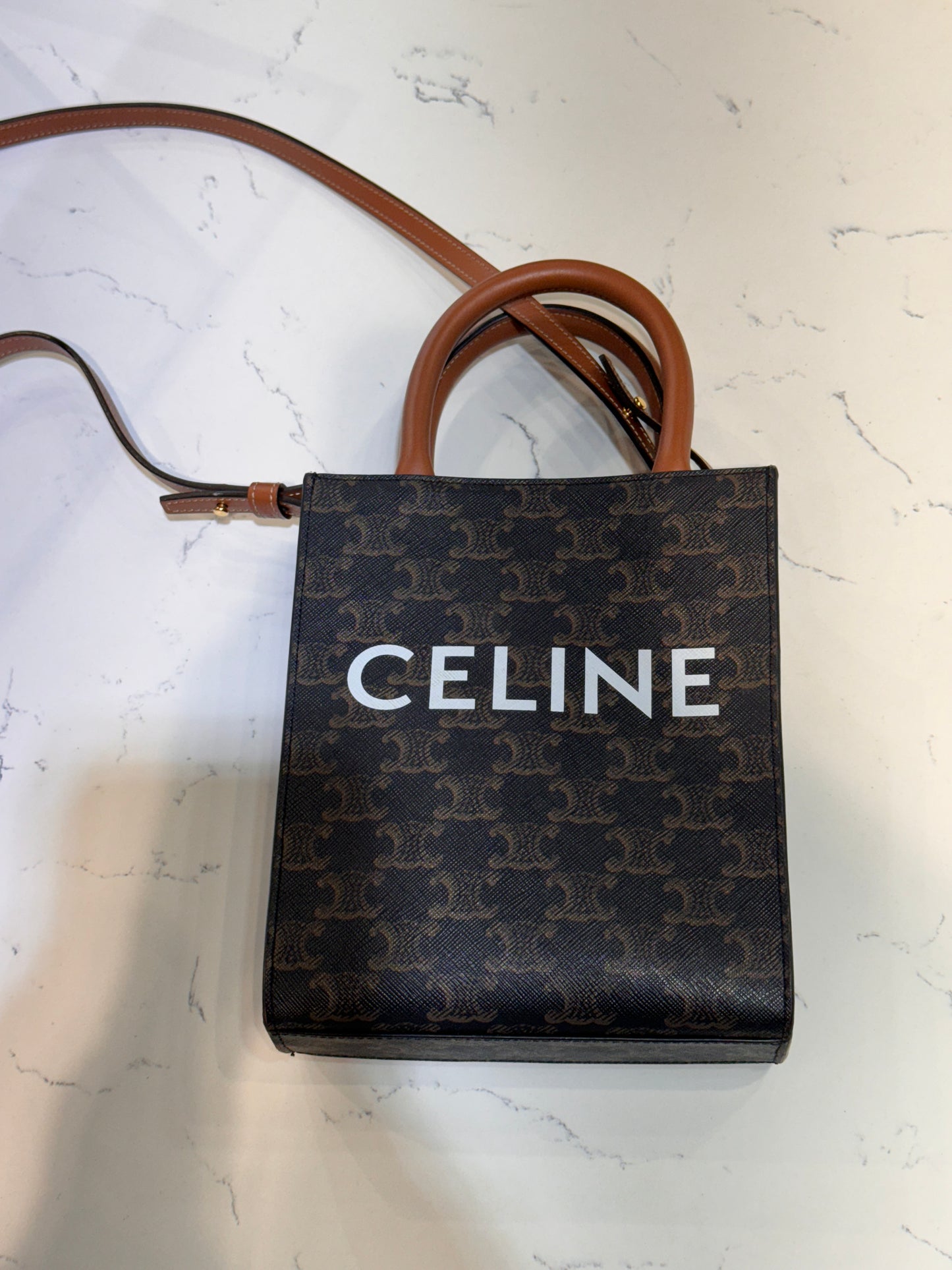 CELINE MINI VERTICAL CABAS IN TRIOMPHE
