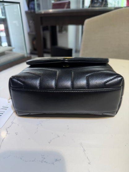 Pre-Owned YSL Black Quilted Mini Loulou Gold Hardware