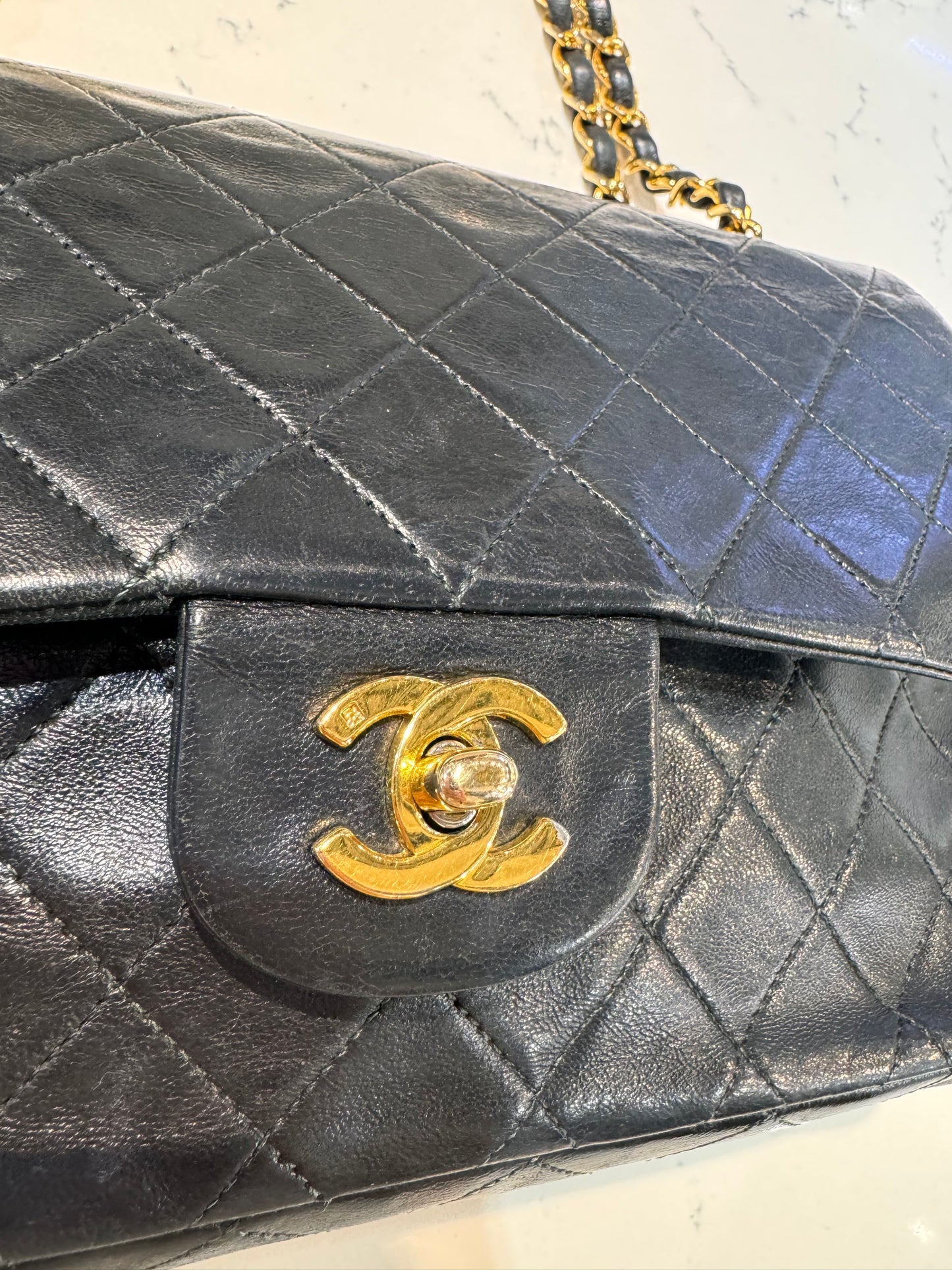 Vintage Chanel Classic Double Flap 24k Gold Plated