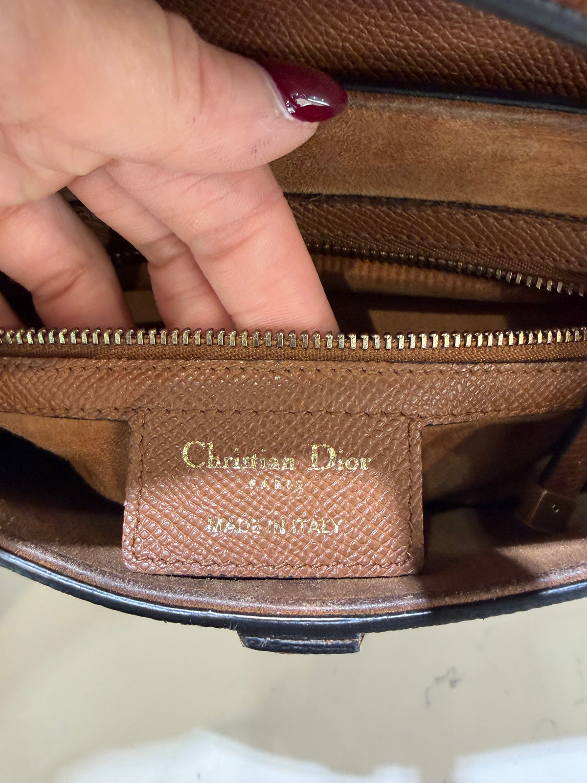 Pre-Owned CD Saddle Bag with Strap Golden Saddle