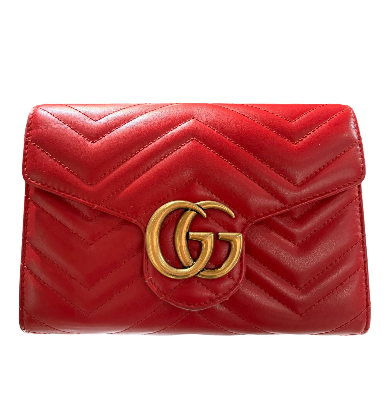 Gucci Red Marmont Wallet On Chain