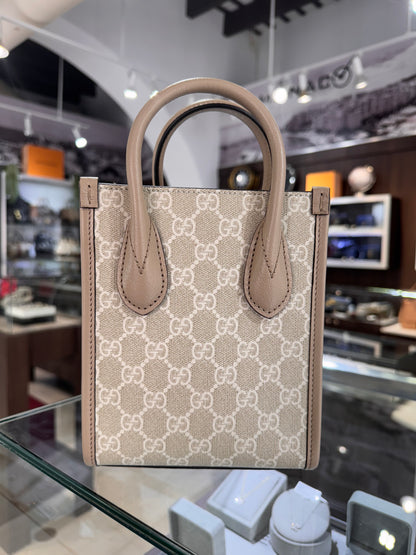 Gucci Beige GG Supreme Mini Tote
