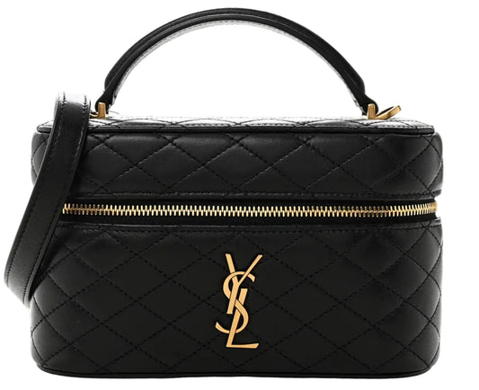 Unworn YSL Black Lambskin Gaby Vanity