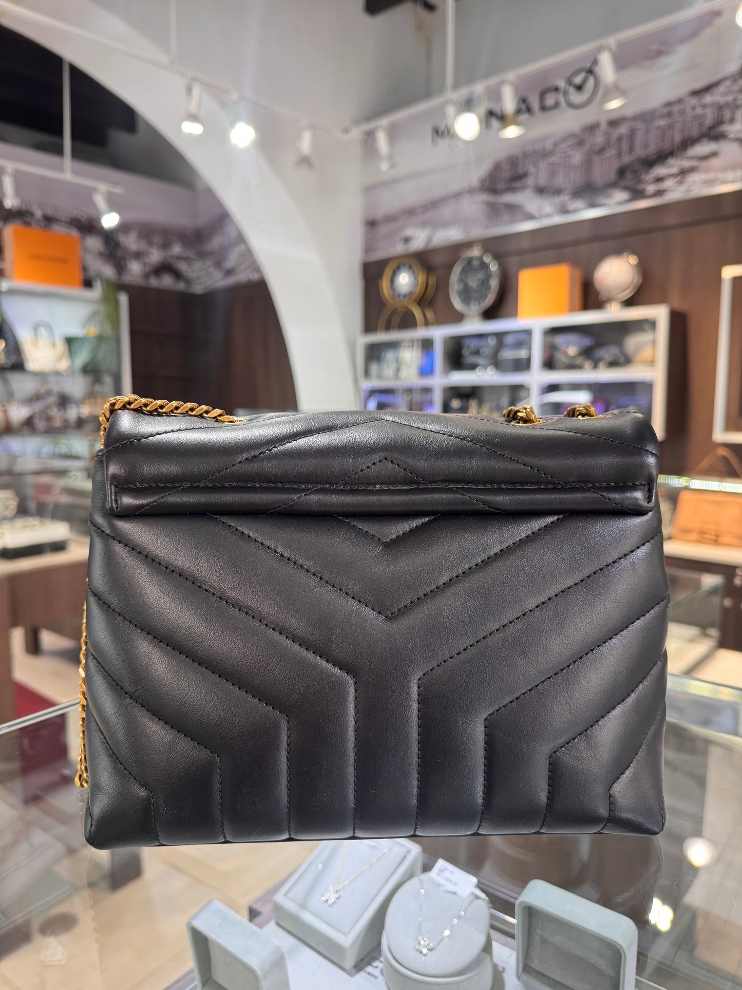 Saint Laurent Small Loulou Chain Satchel Black