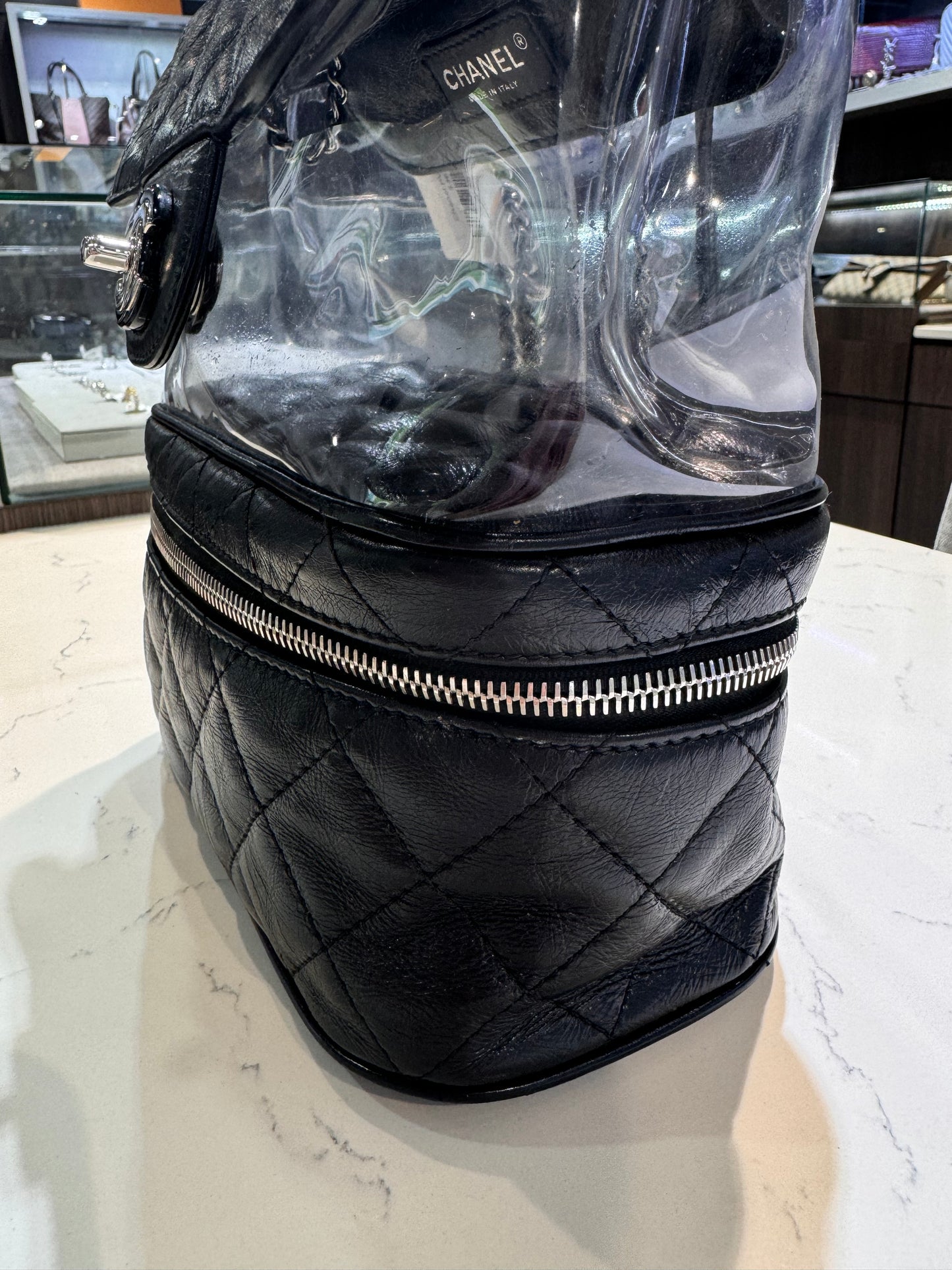 Chanel Black Calfskin PVC Vanity Bag