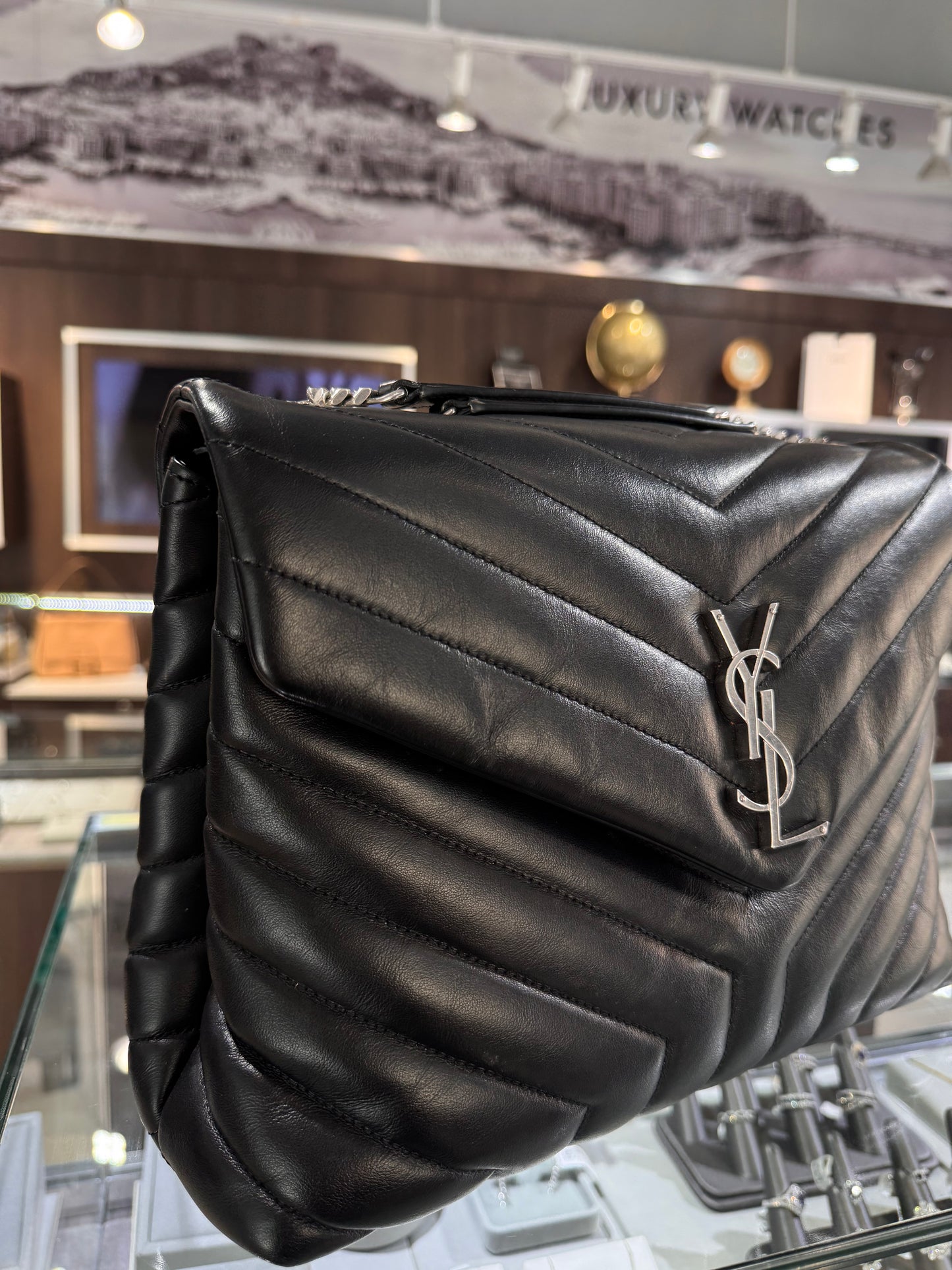 Saint Laurent Medium Loulou Black Silver Hardware