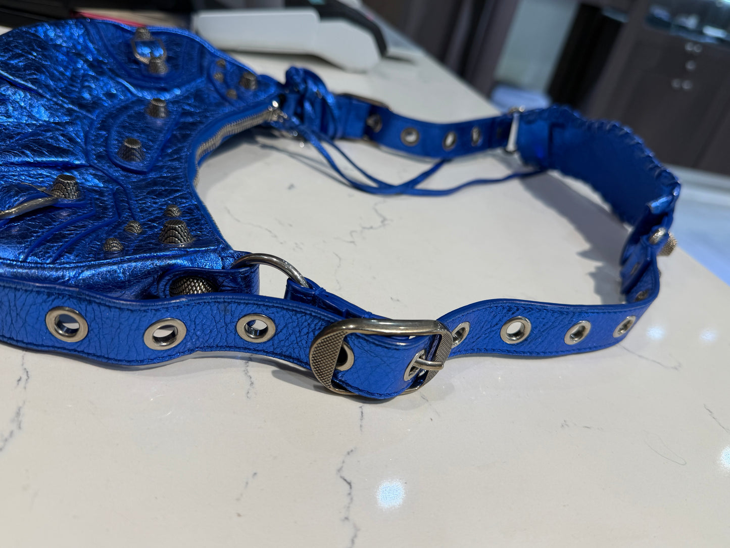 Balenciaga Le Cagole XS Blue Metallic